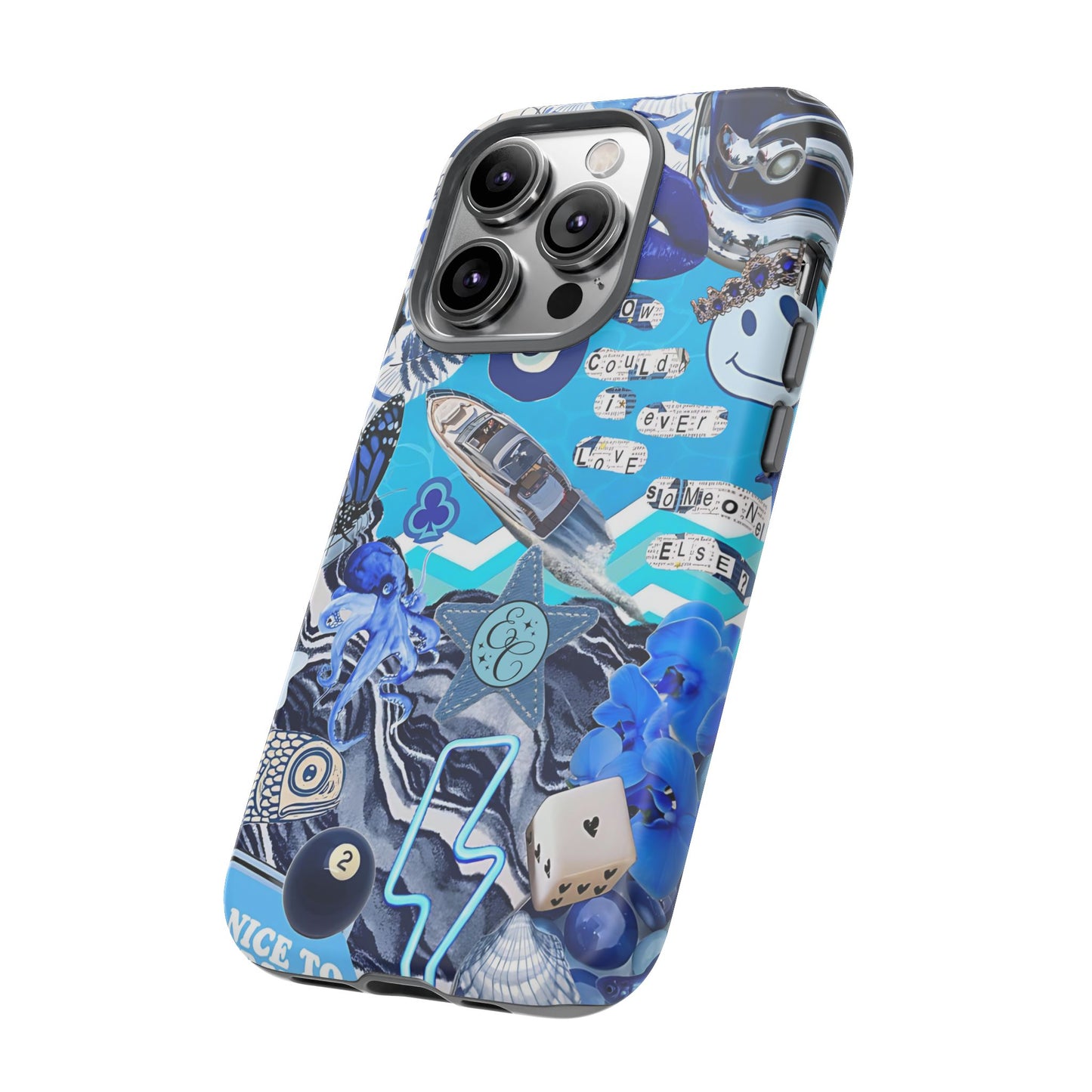 Eclectic Blue Collage Tough Phone Case