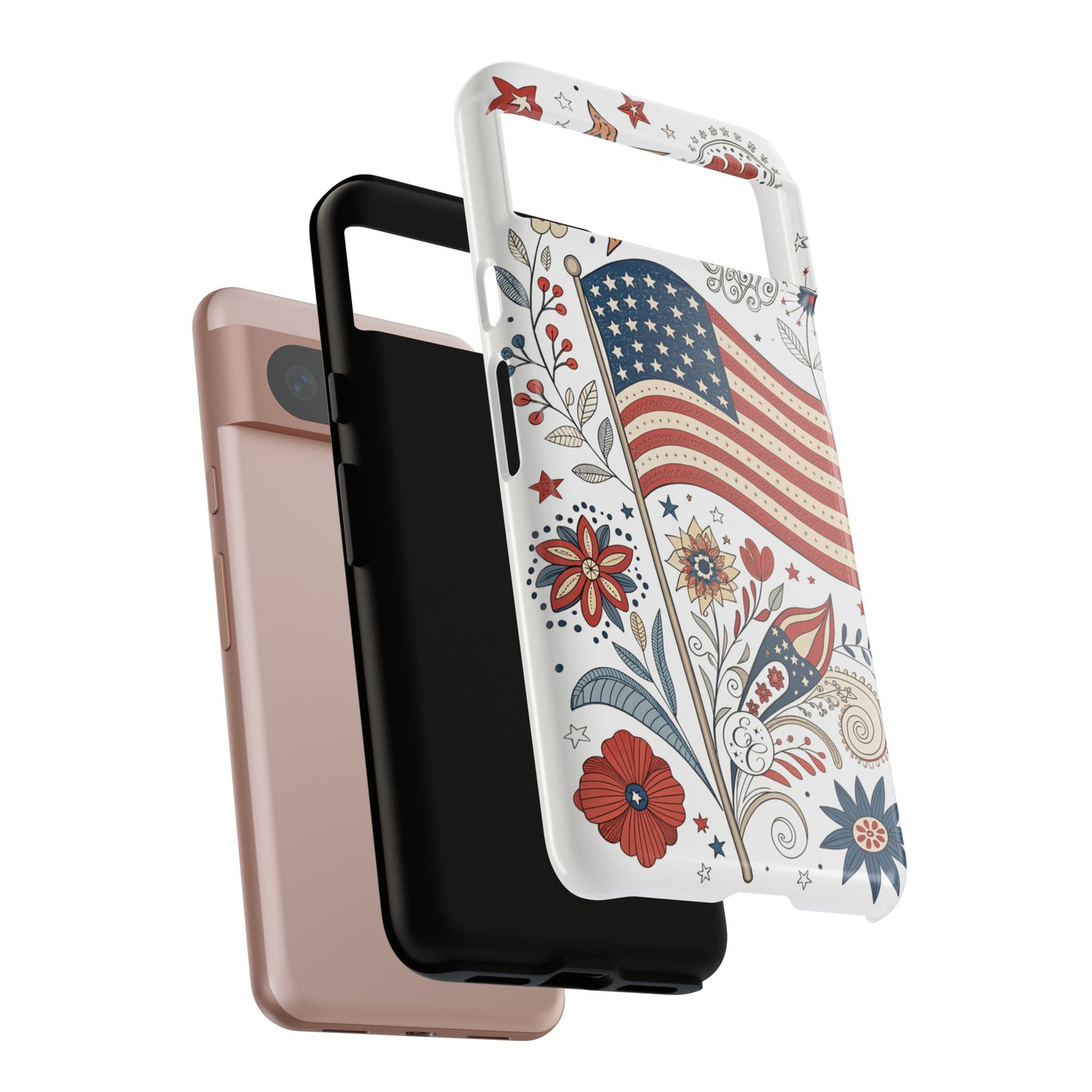 Boho USA Flag Floral Tough Phone Case