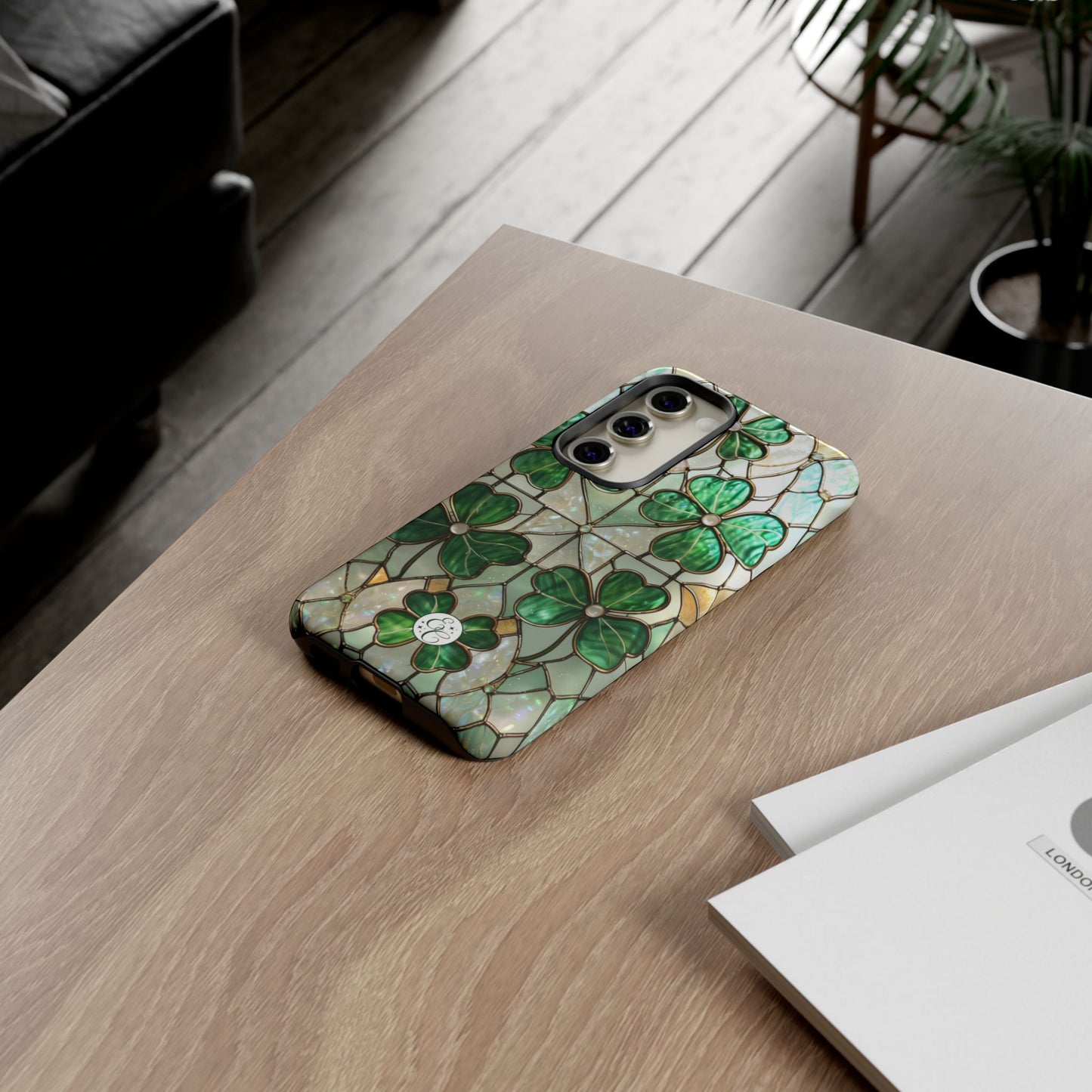 Lucky Clover Stained Glass Pattern Tough Phone Case