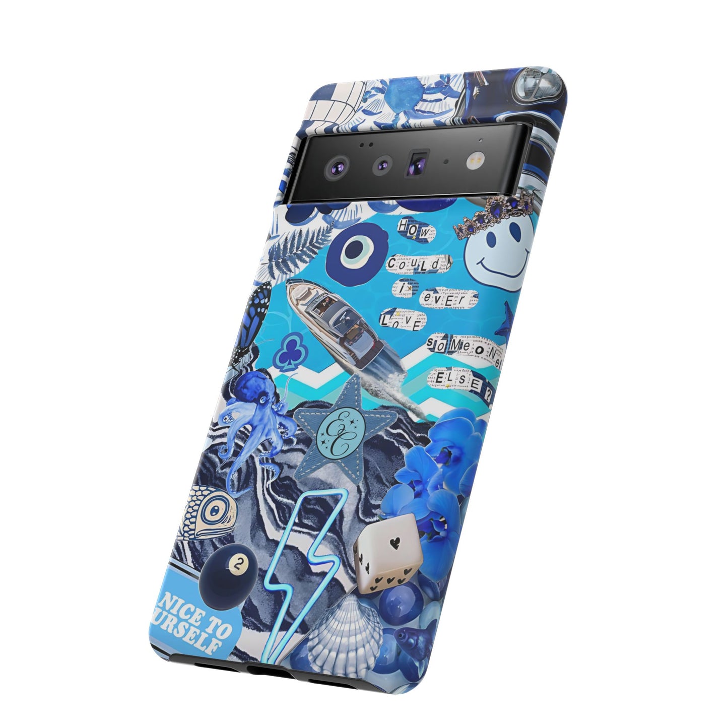 Eclectic Blue Collage Tough Phone Case