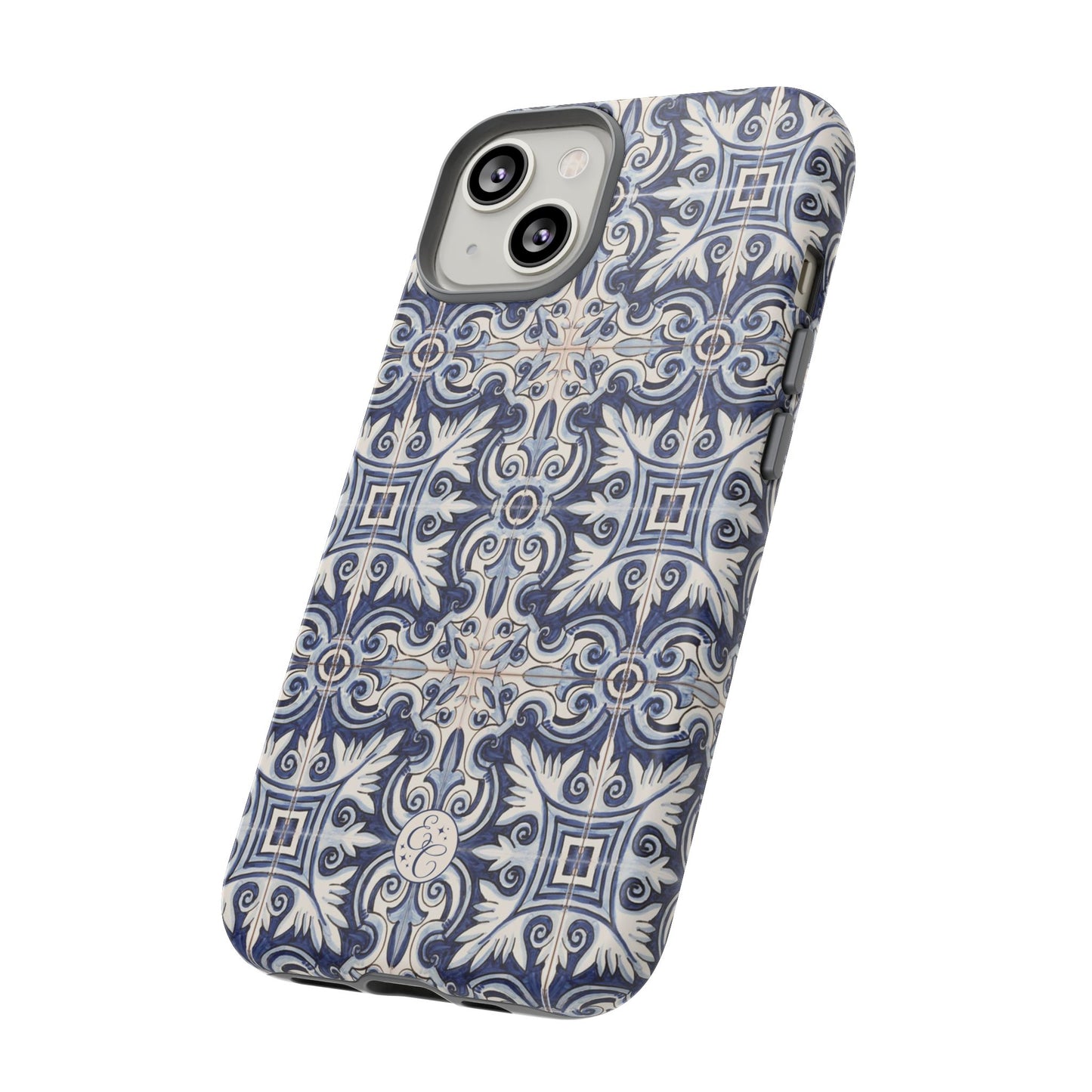 Mediterranean Floral Ceramic Pattern Tough Phone Case
