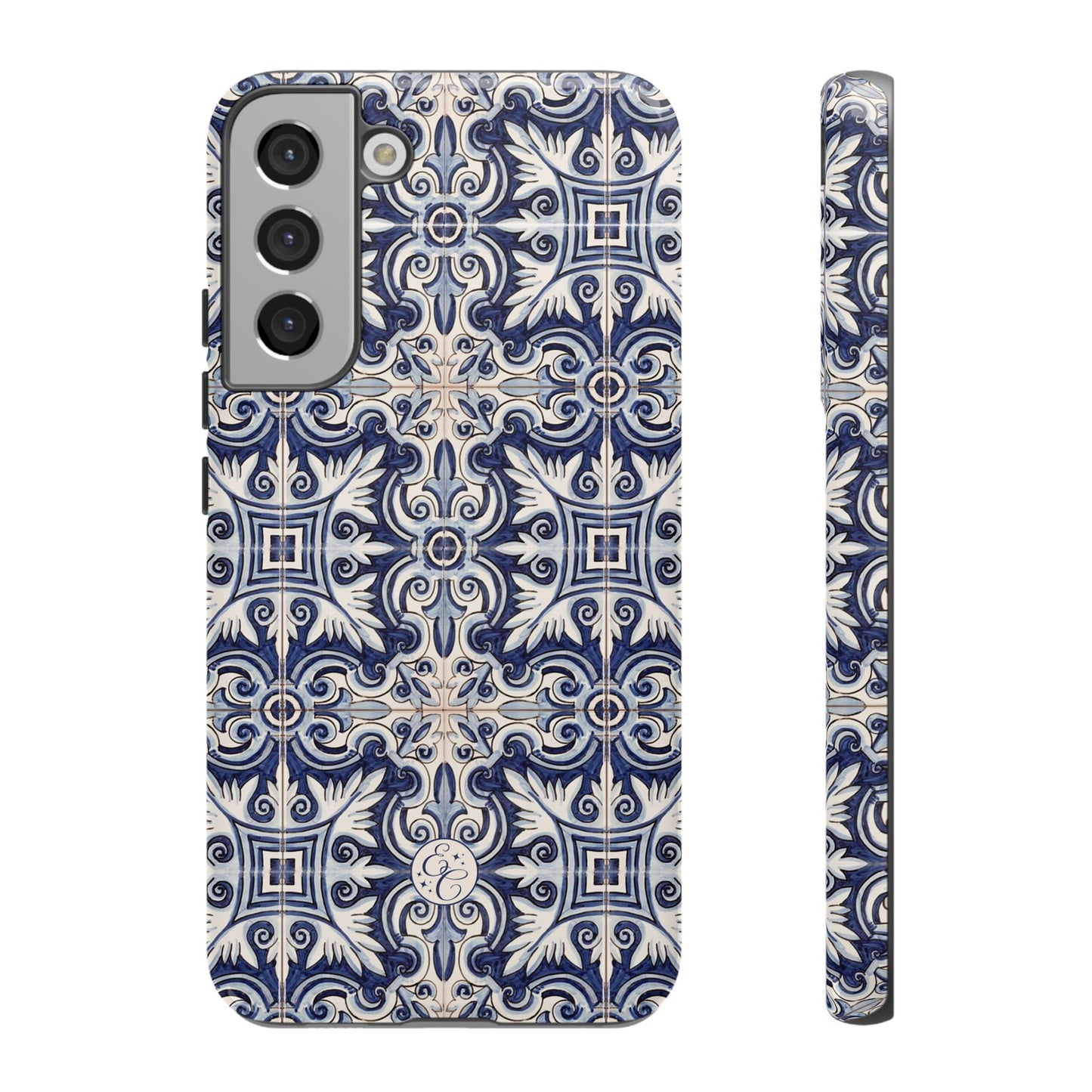 Mediterranean Floral Ceramic Pattern Tough Phone Case
