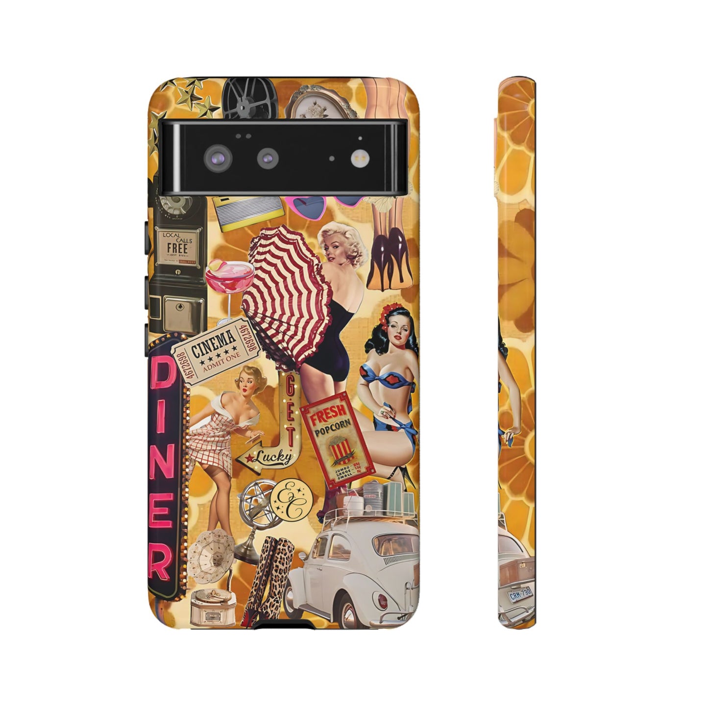 Retro Pin-up Collage Tough Phone Case