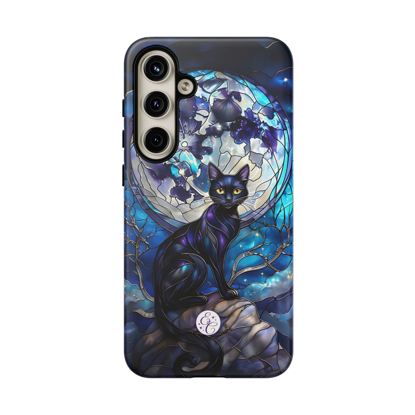 Stained Glass Black Cat Tough Phone Case