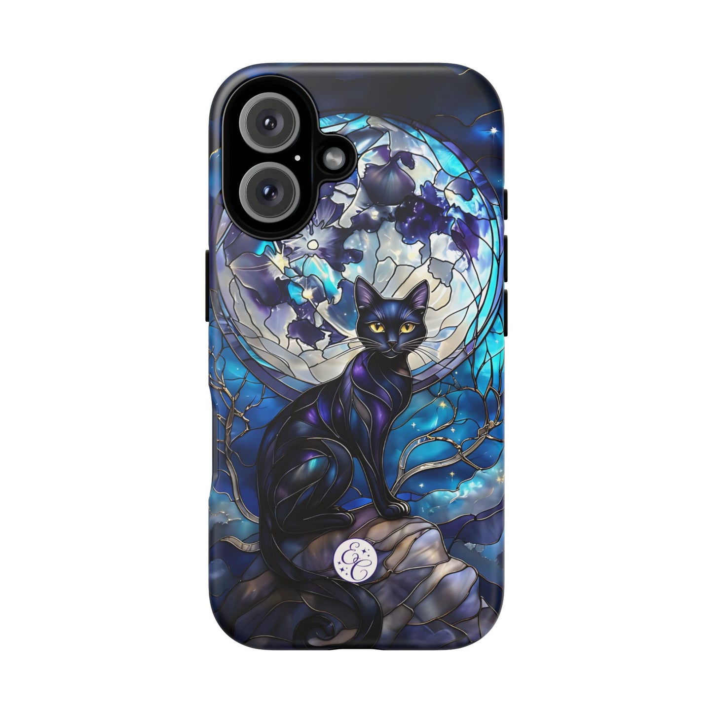 Stained Glass Black Cat Tough Phone Case