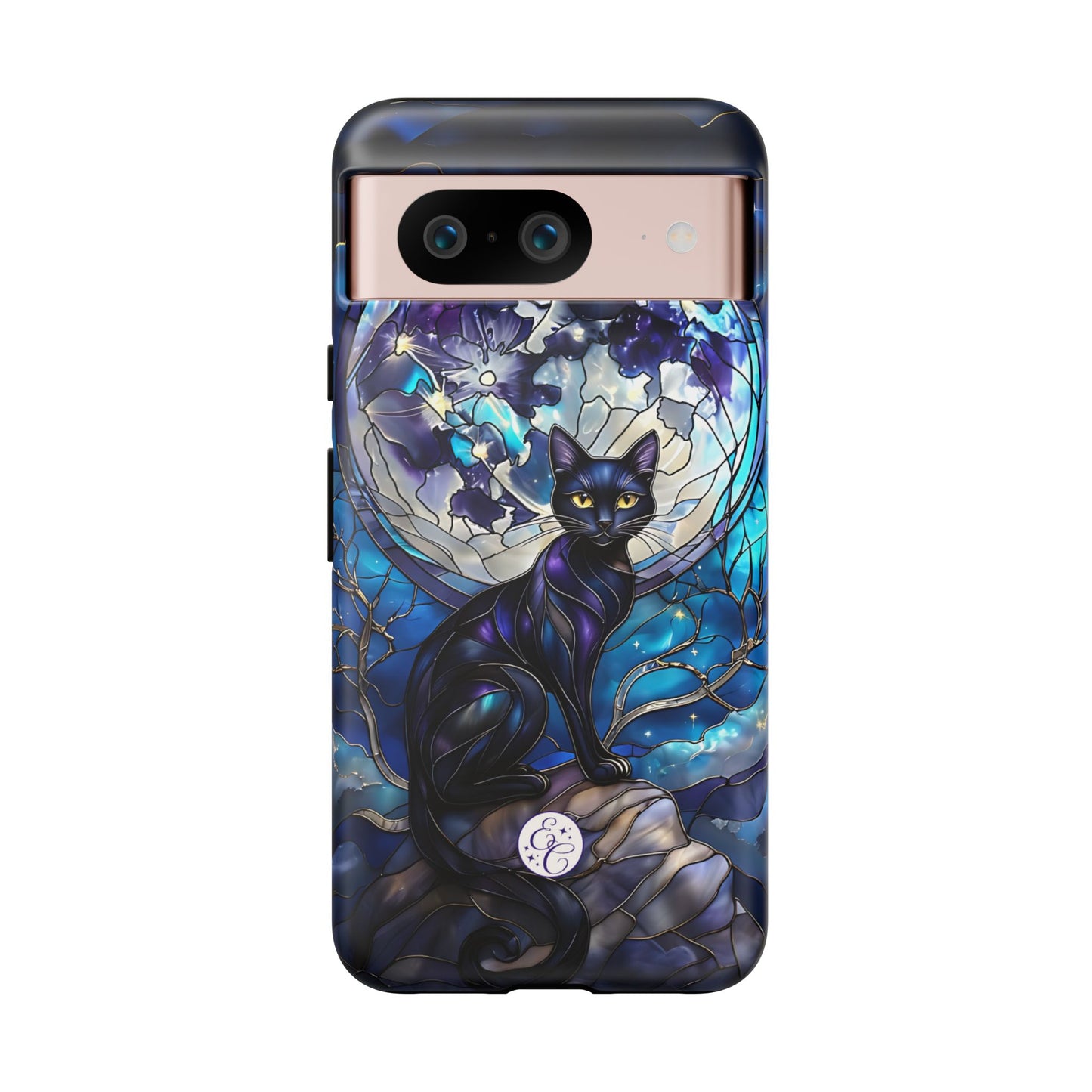 Stained Glass Black Cat Tough Phone Case