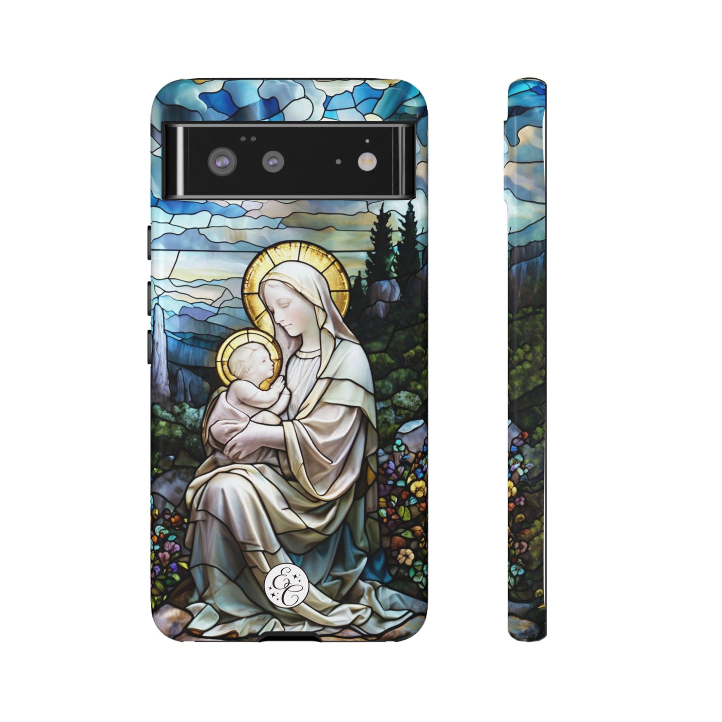 Virgin Mary with Baby Jesus Stained Glass Tough Phone Case