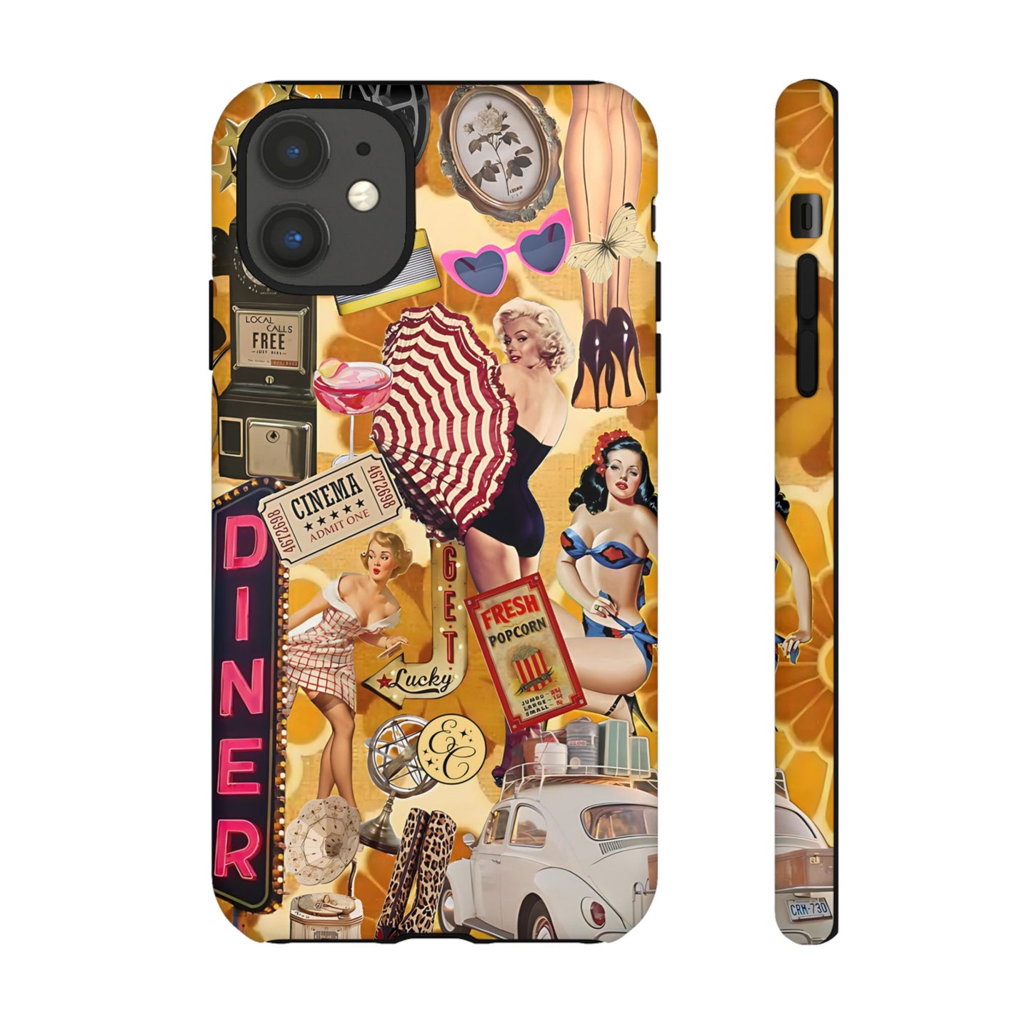 Retro Pin-up Collage Tough Phone Case