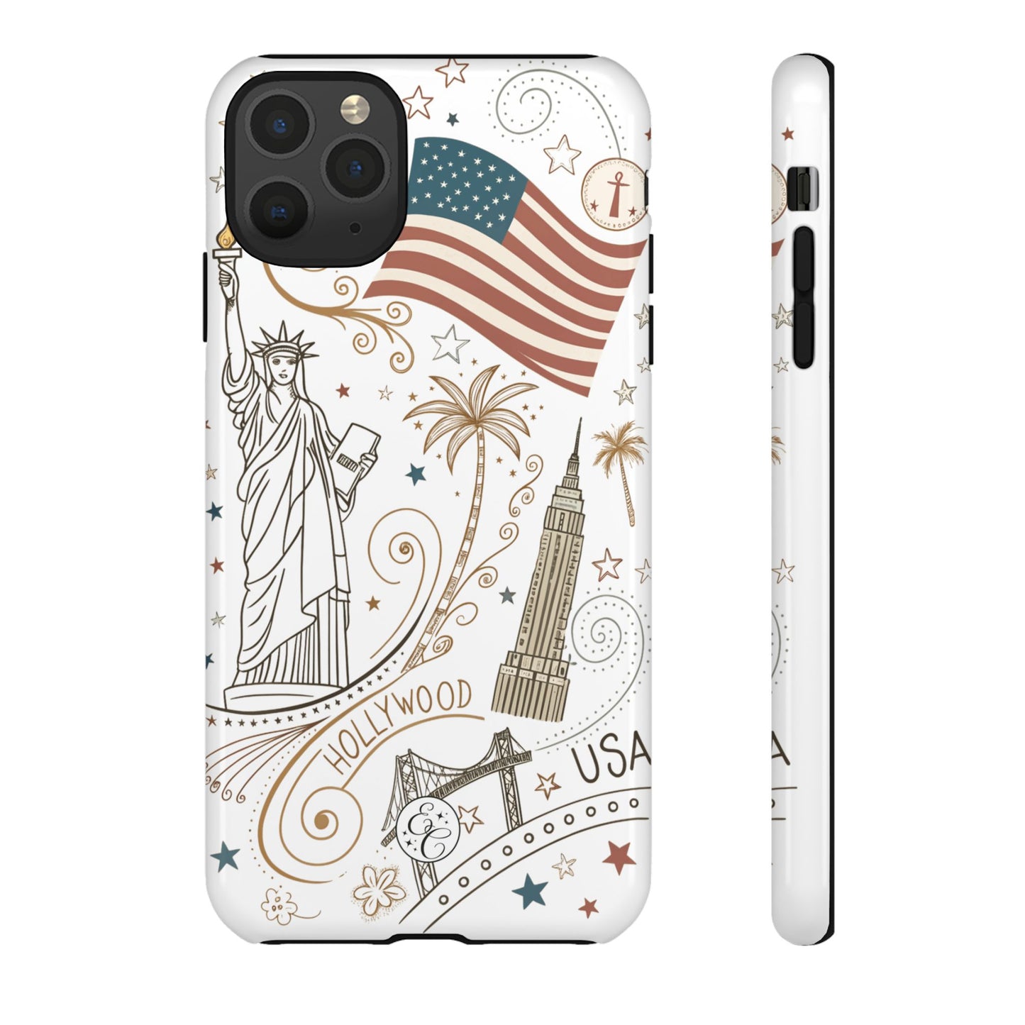 USA Landmarks Boho Doodle Tough Phone Case