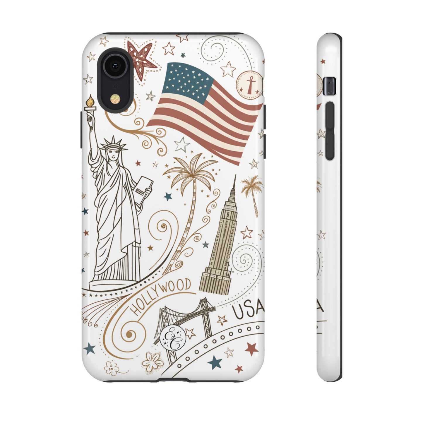 USA Landmarks Boho Doodle Tough Phone Case