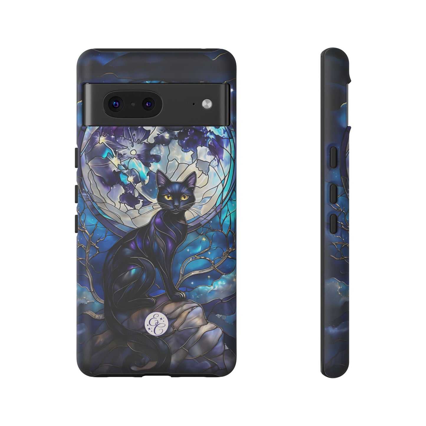 Stained Glass Black Cat Tough Phone Case