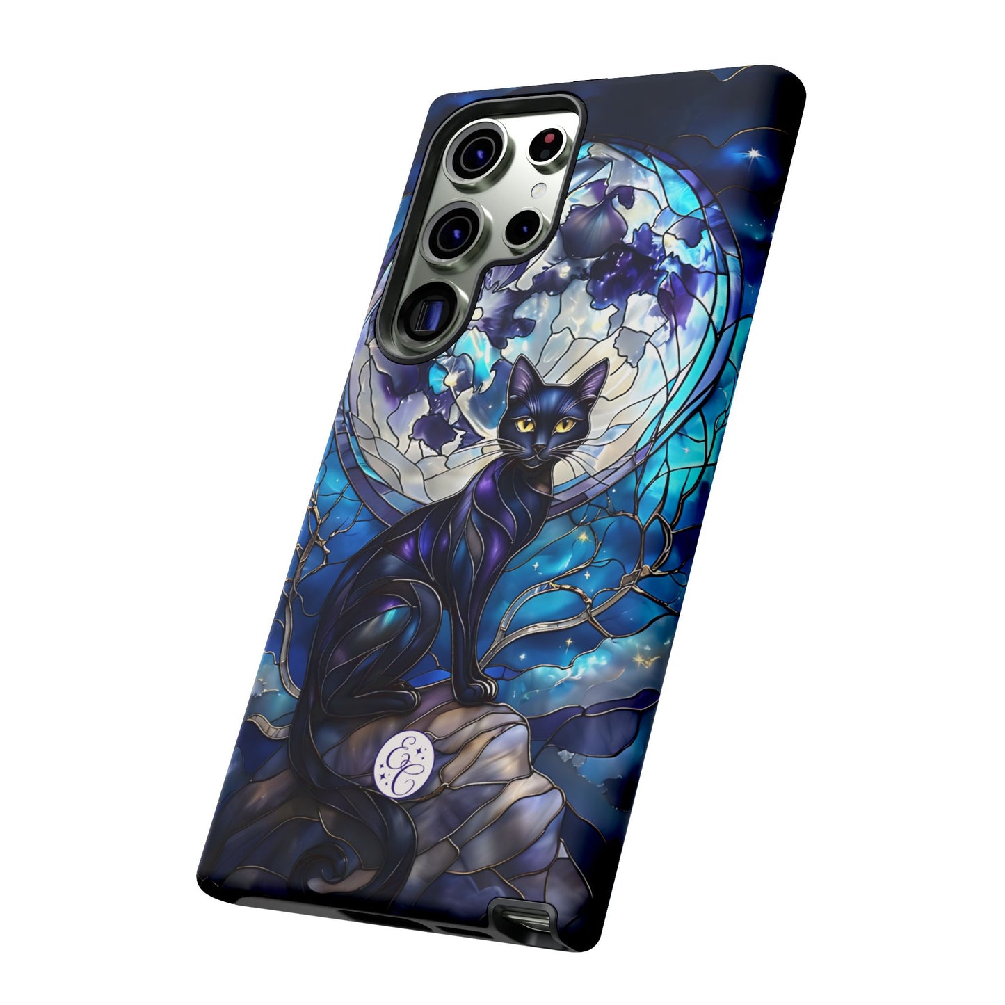 Stained Glass Black Cat Tough Phone Case