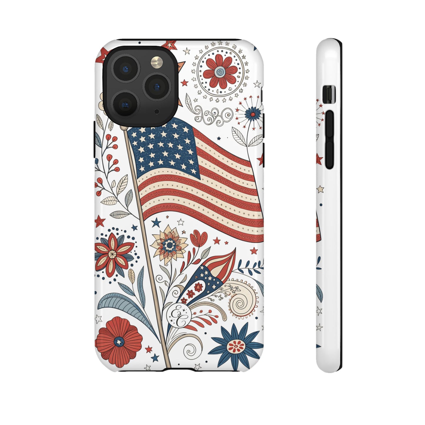 Boho USA Flag Floral Tough Phone Case