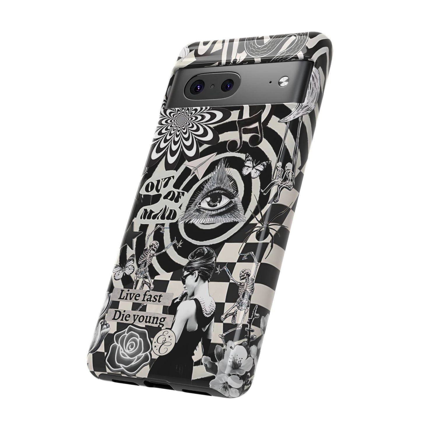 Black and White Psychedelic Art Tough Phone Case