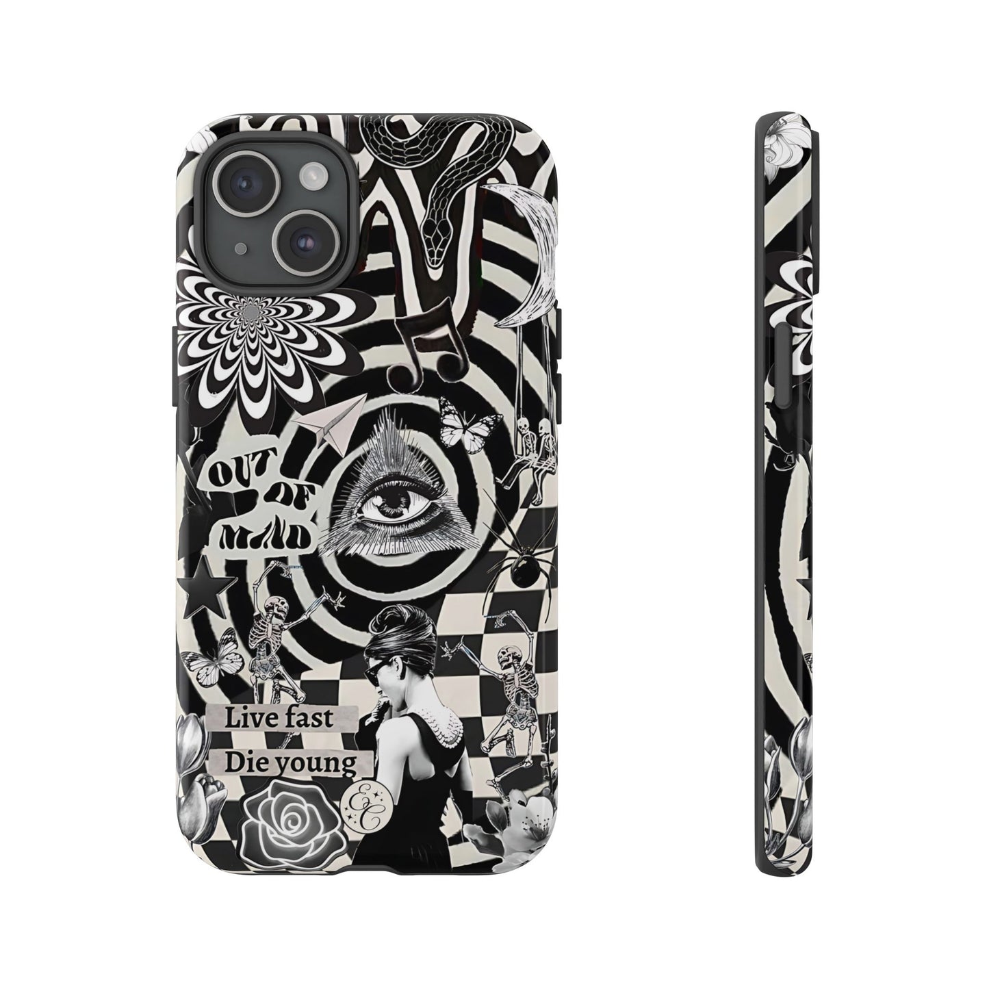 Black and White Psychedelic Art Tough Phone Case