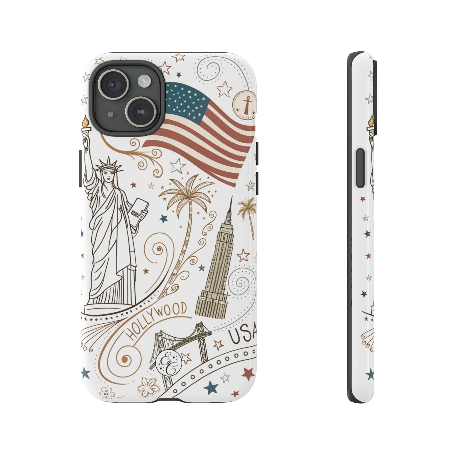 USA Landmarks Boho Doodle Tough Phone Case
