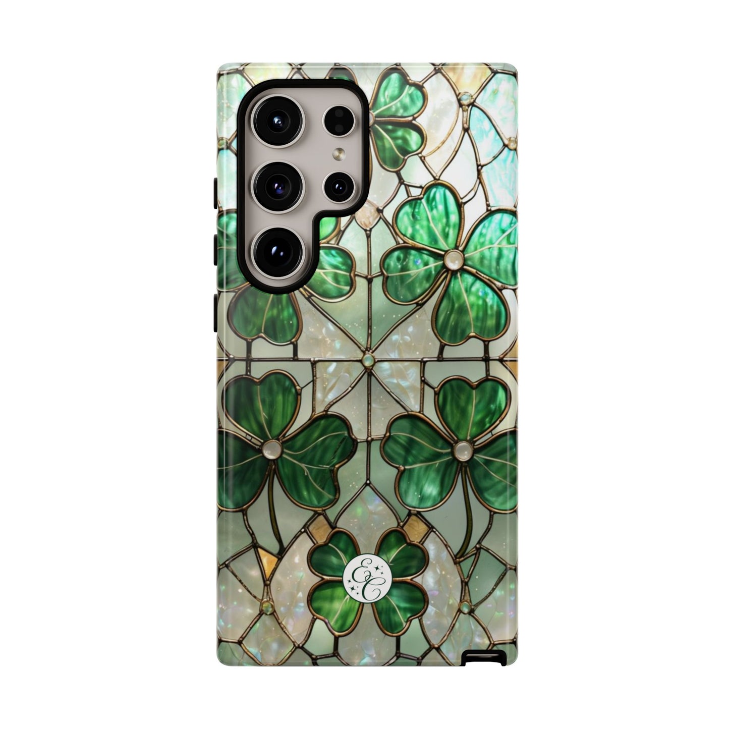 Lucky Clover Stained Glass Pattern Tough Phone Case