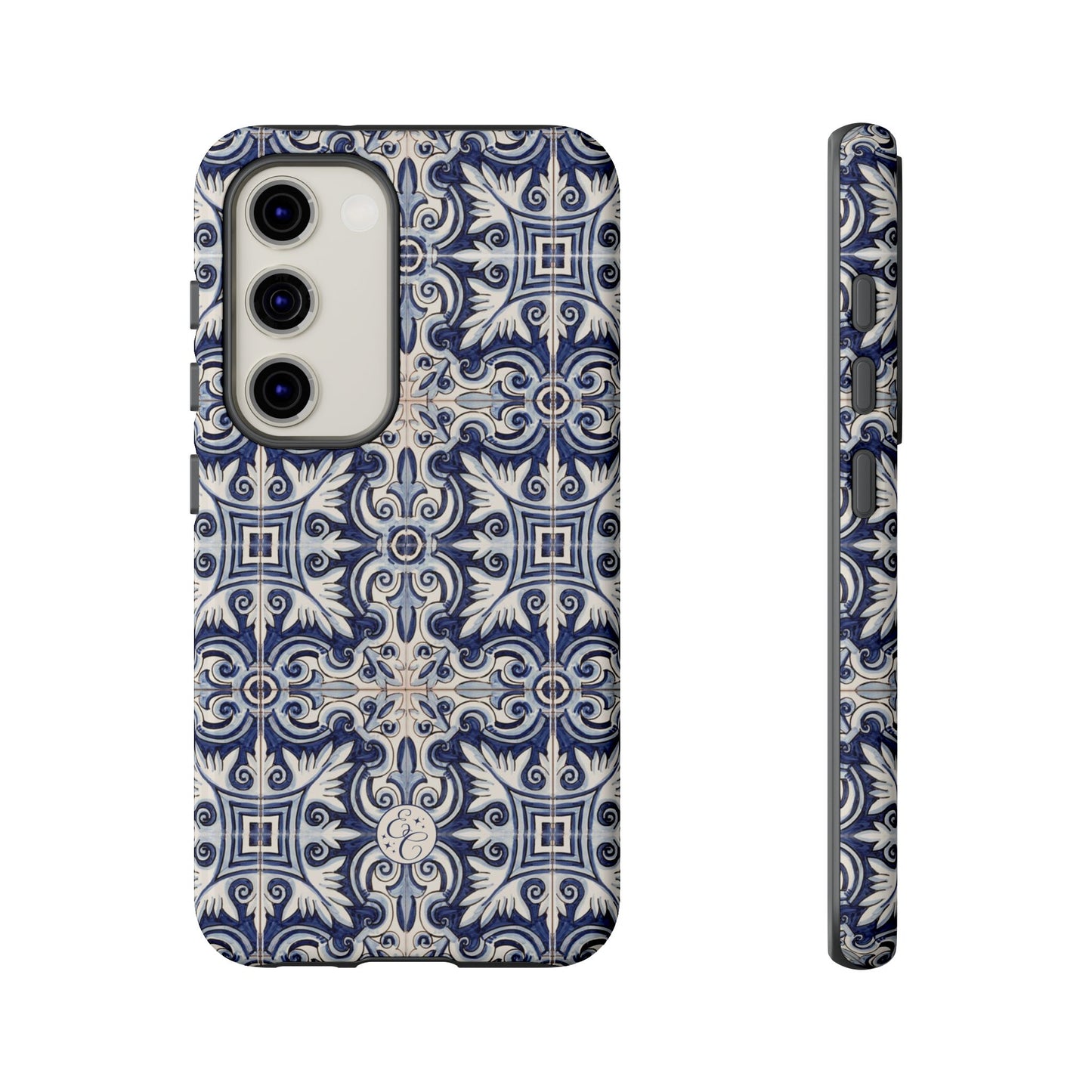 Mediterranean Floral Ceramic Pattern Tough Phone Case