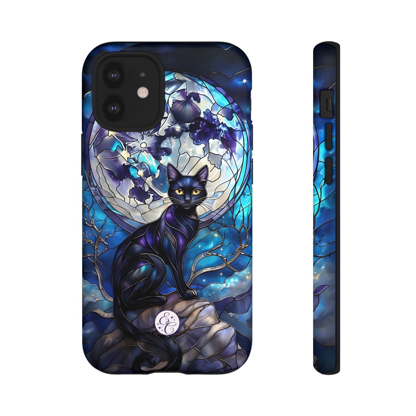 Stained Glass Black Cat Tough Phone Case
