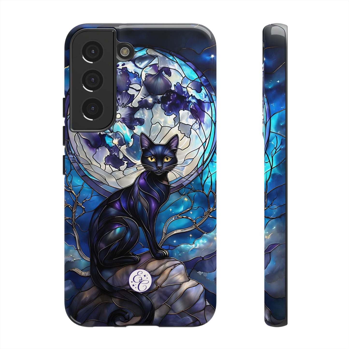 Stained Glass Black Cat Tough Phone Case