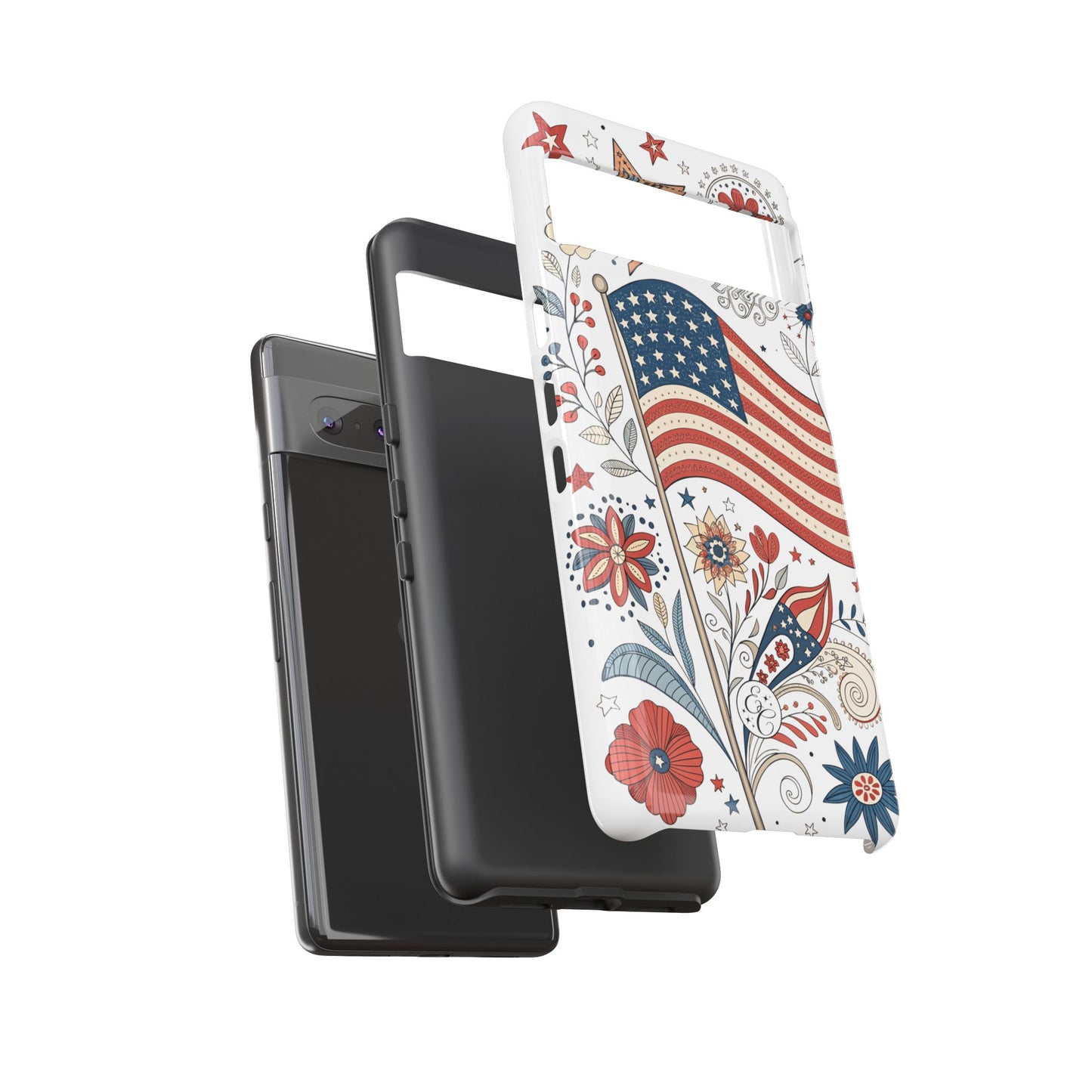Boho USA Flag Floral Tough Phone Case