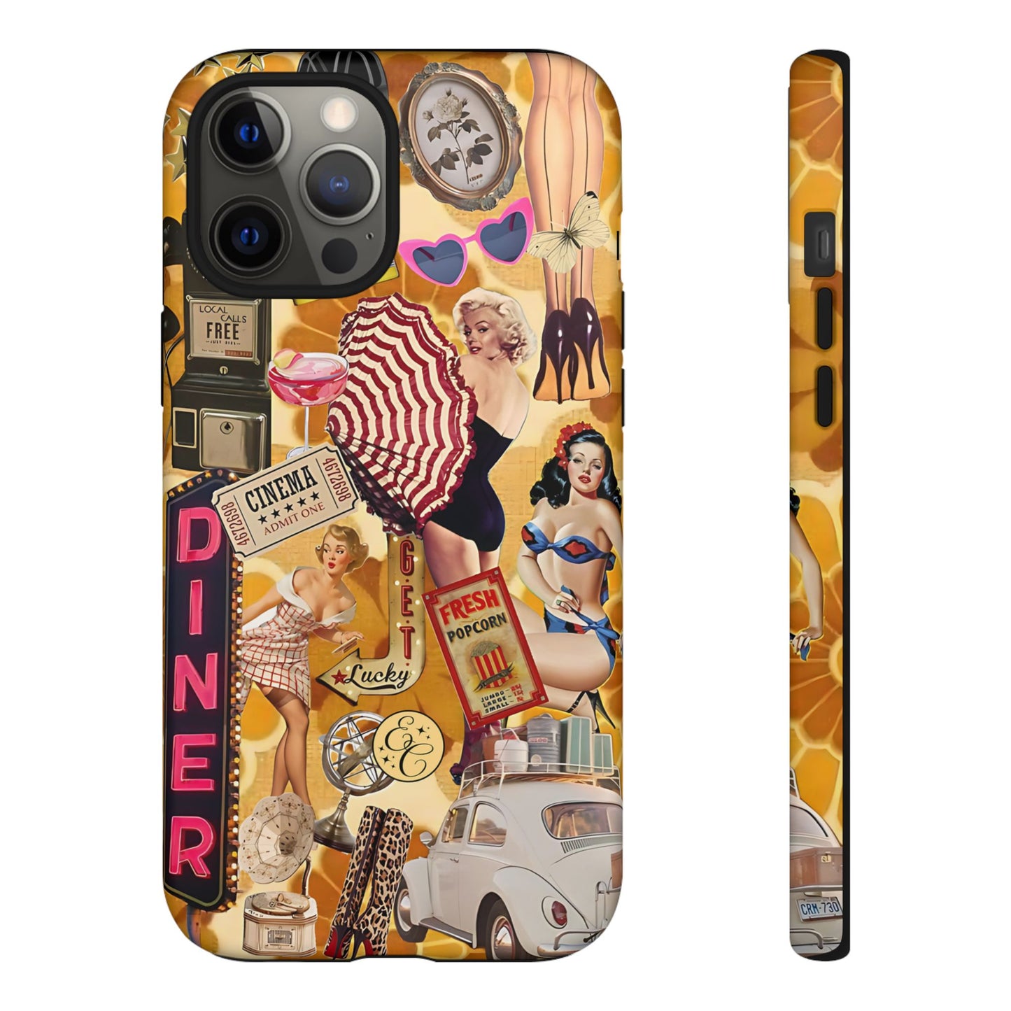 Retro Pin-up Collage Tough Phone Case
