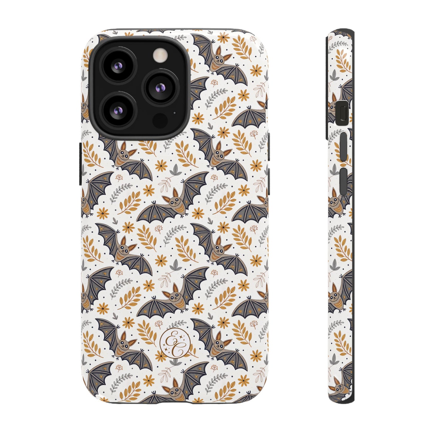 Boho Halloween Bat Pattern Tough Phone Case