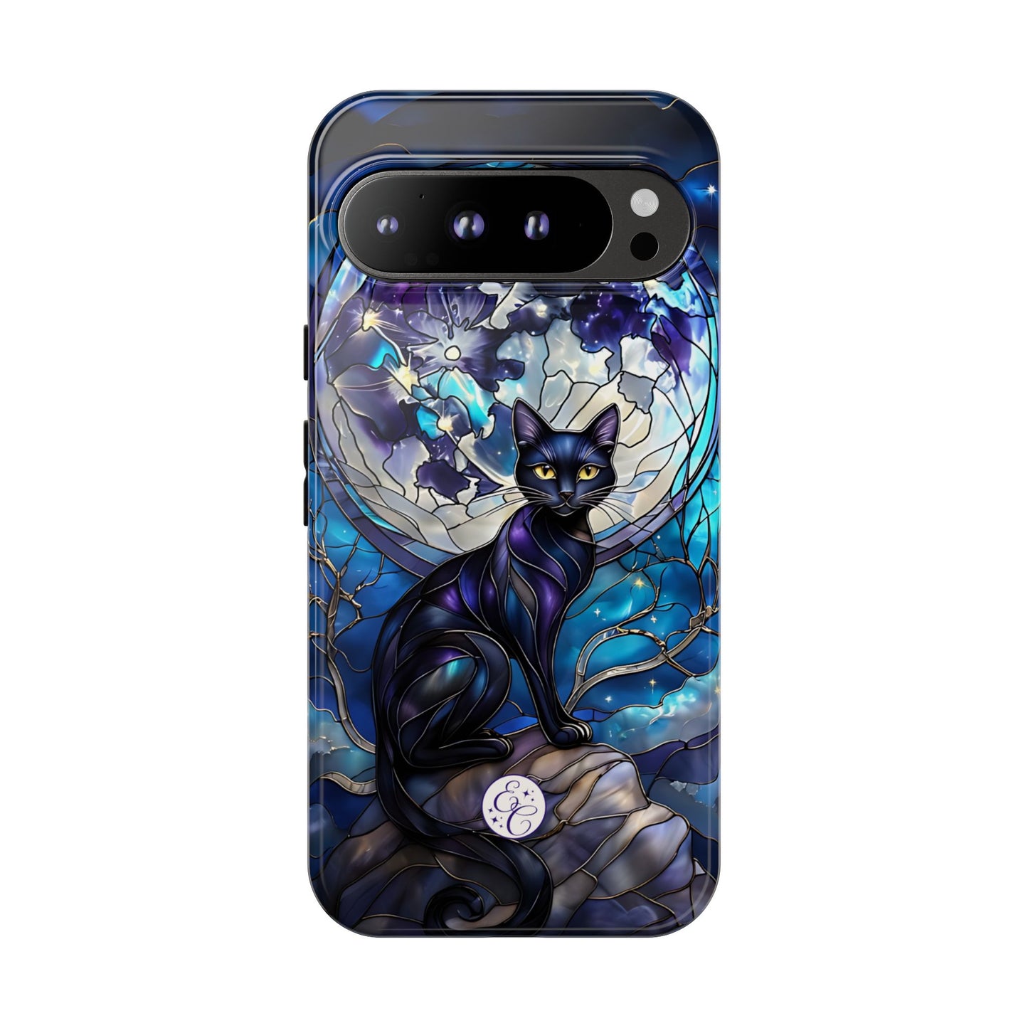Stained Glass Black Cat Tough Phone Case