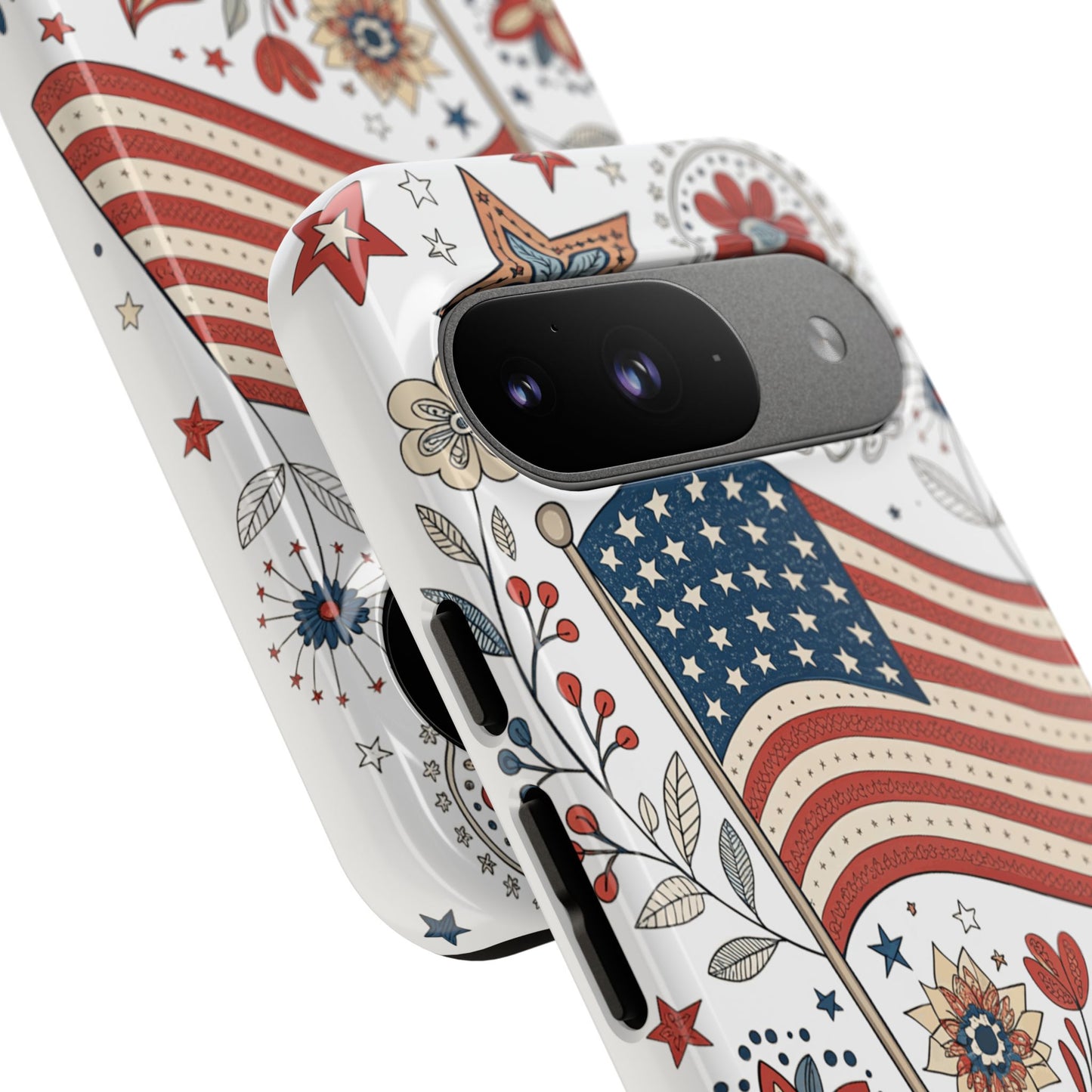 Boho USA Flag Floral Tough Phone Case