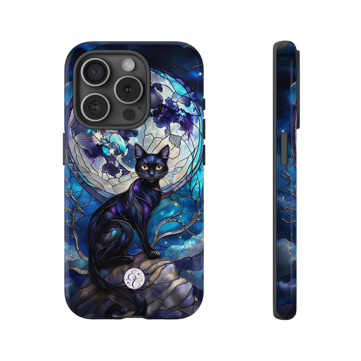 Stained Glass Black Cat Tough Phone Case