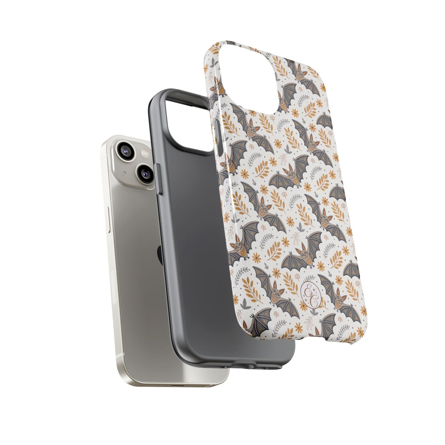 Boho Halloween Bat Pattern Tough Phone Case