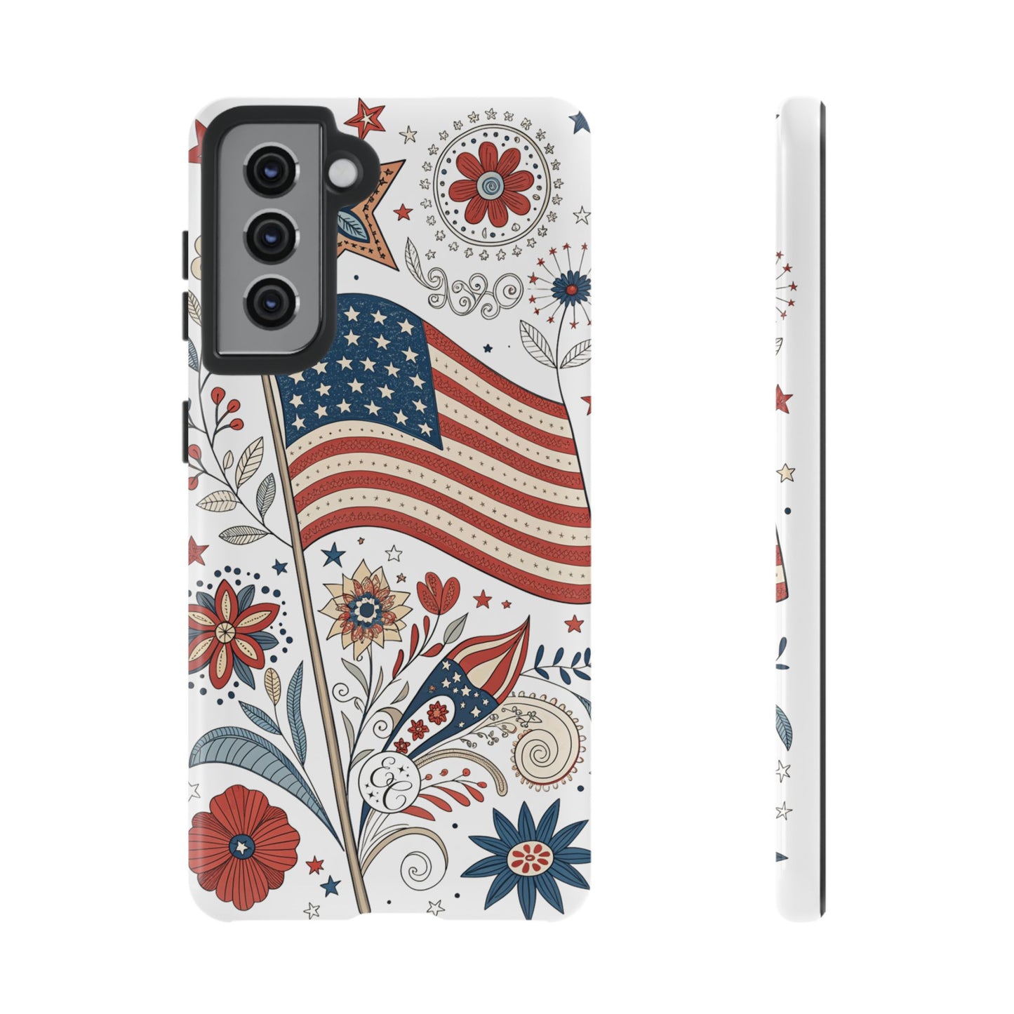Boho USA Flag Floral Tough Phone Case