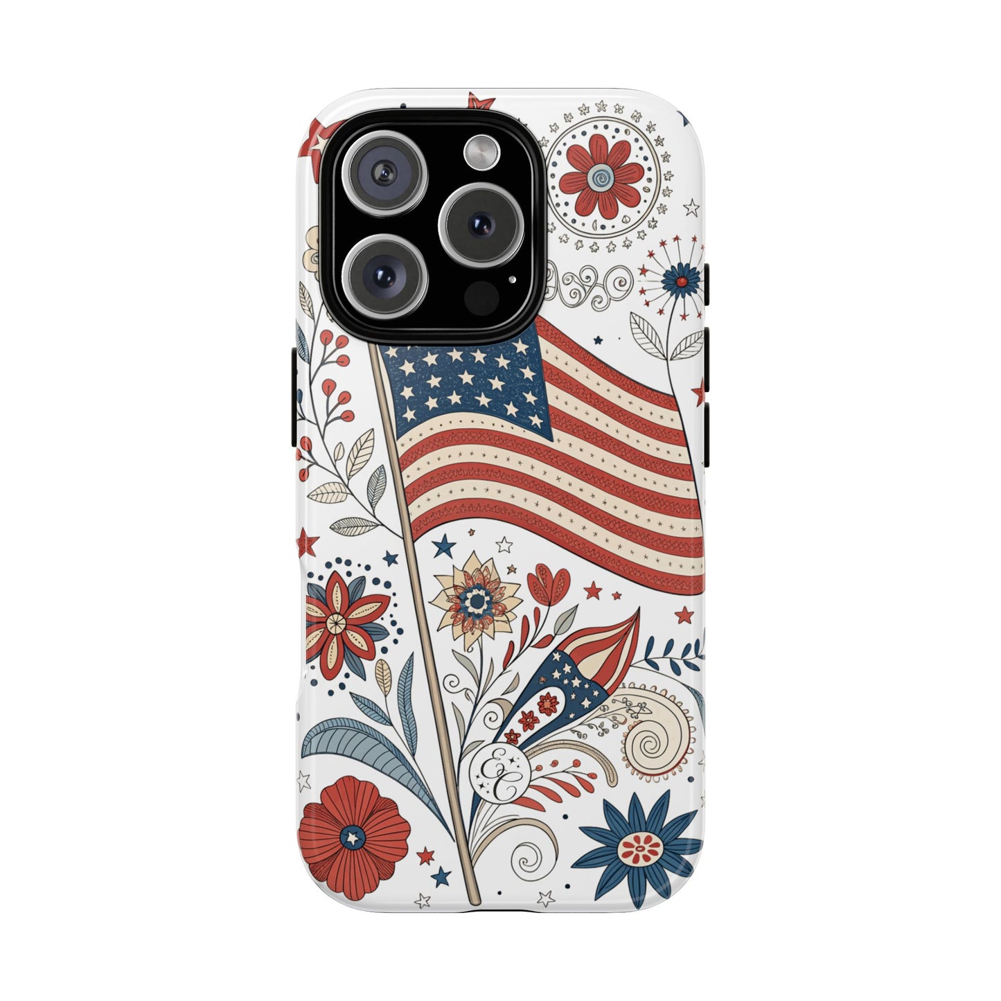 Boho USA Flag Floral Tough Phone Case