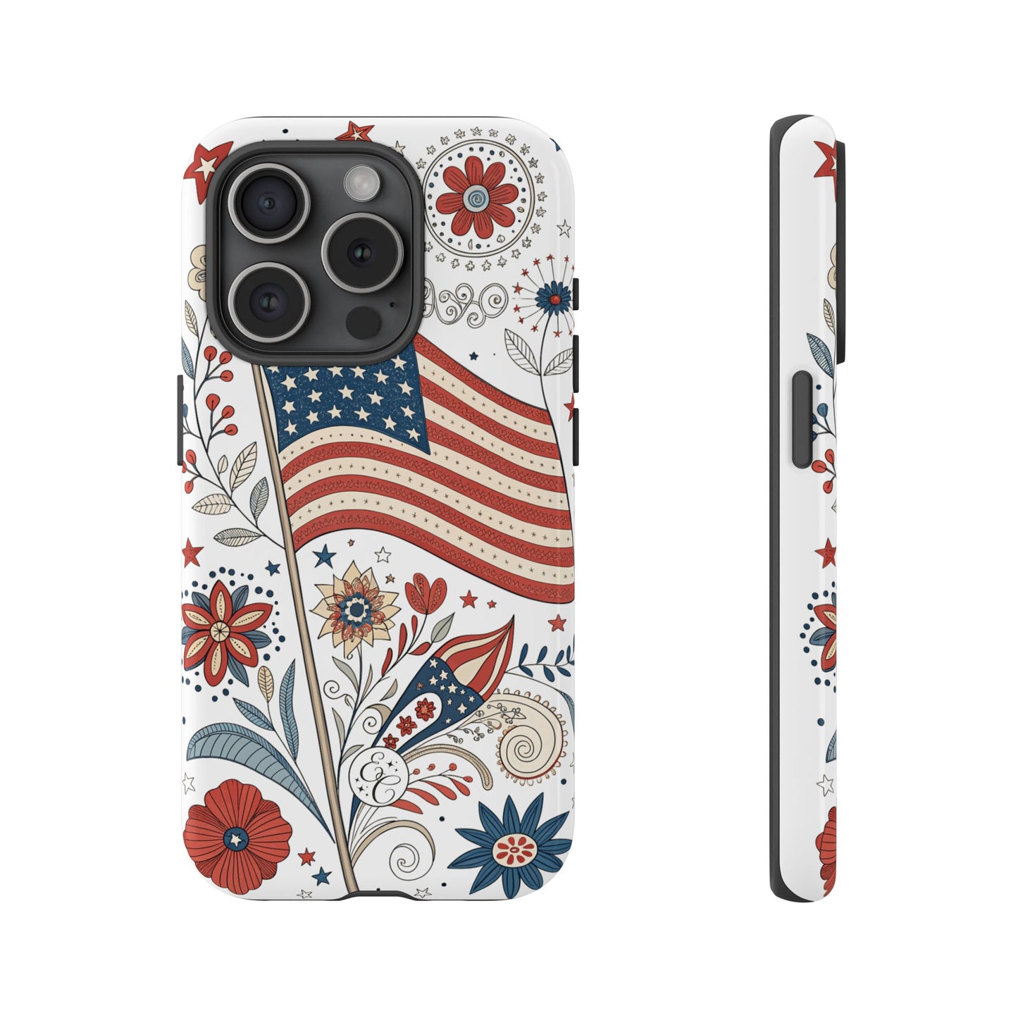 Boho USA Flag Floral Tough Phone Case