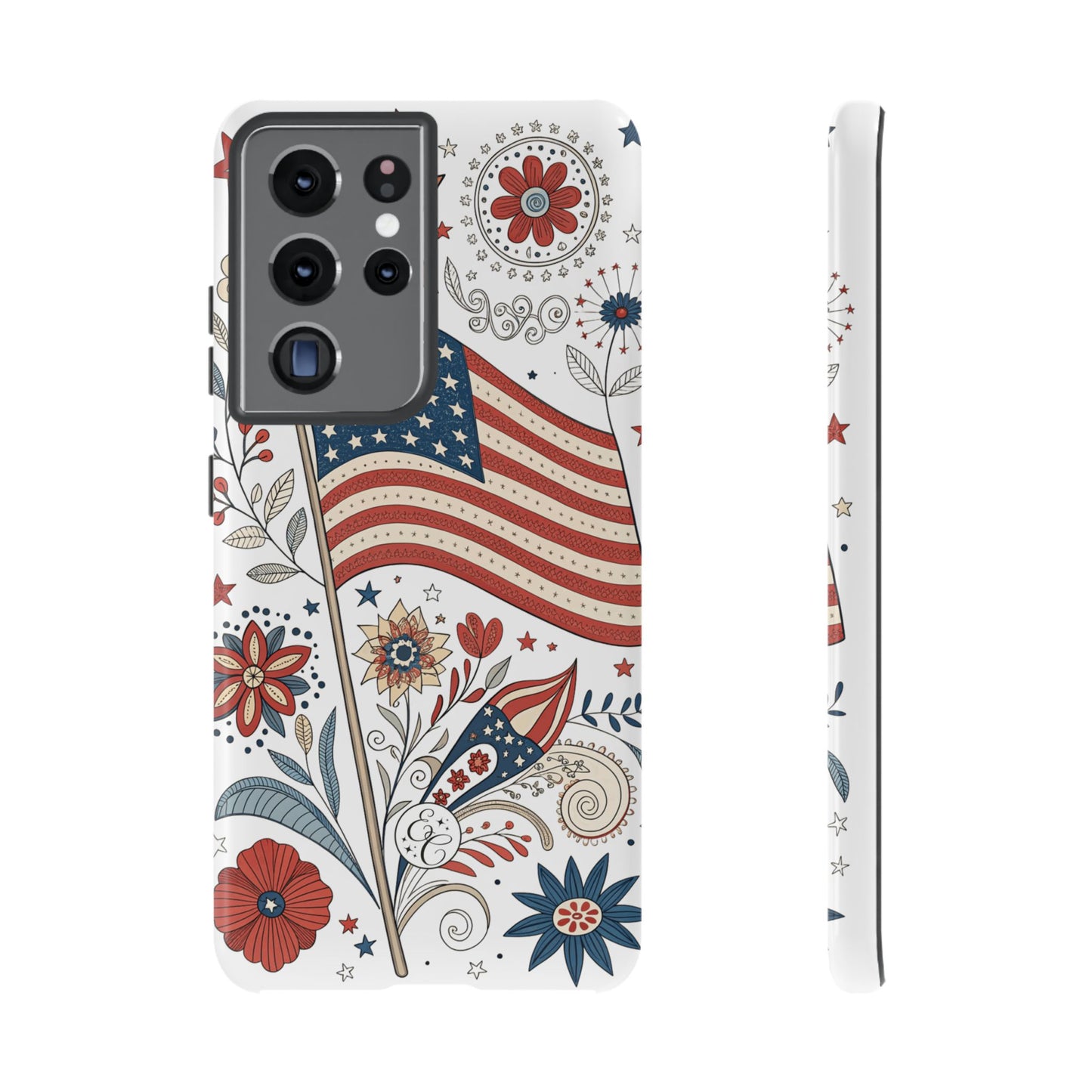 Boho USA Flag Floral Tough Phone Case