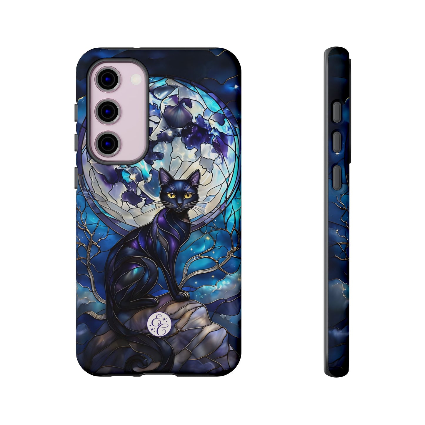 Stained Glass Black Cat Tough Phone Case