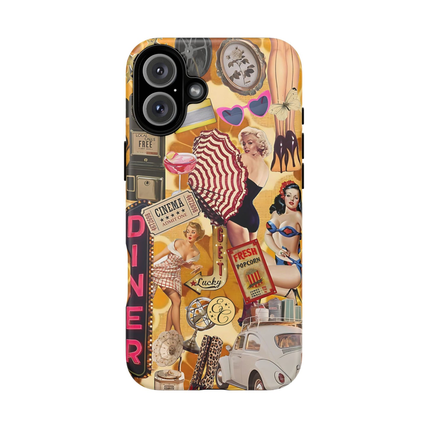 Retro Pin-up Collage Tough Phone Case