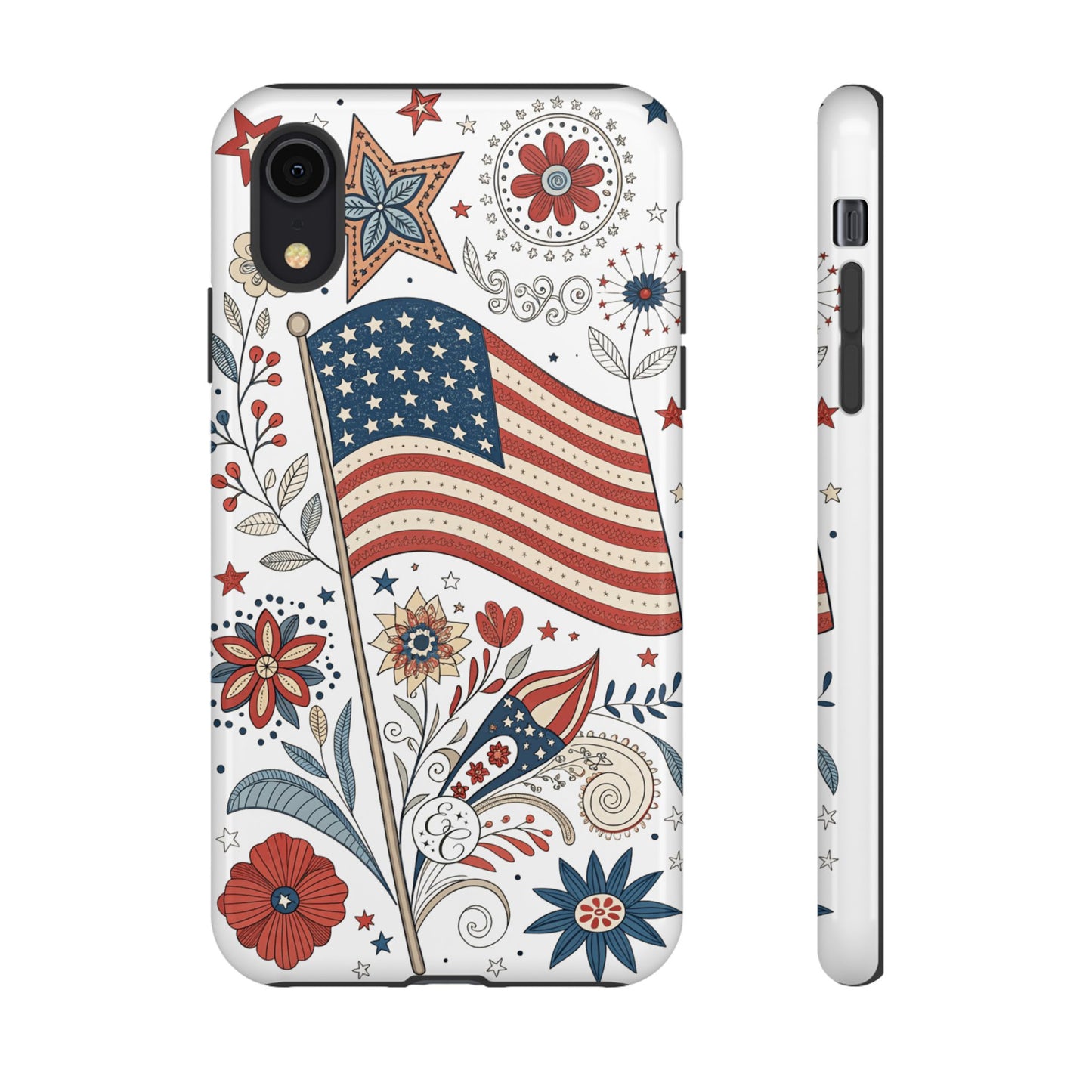 Boho USA Flag Floral Tough Phone Case