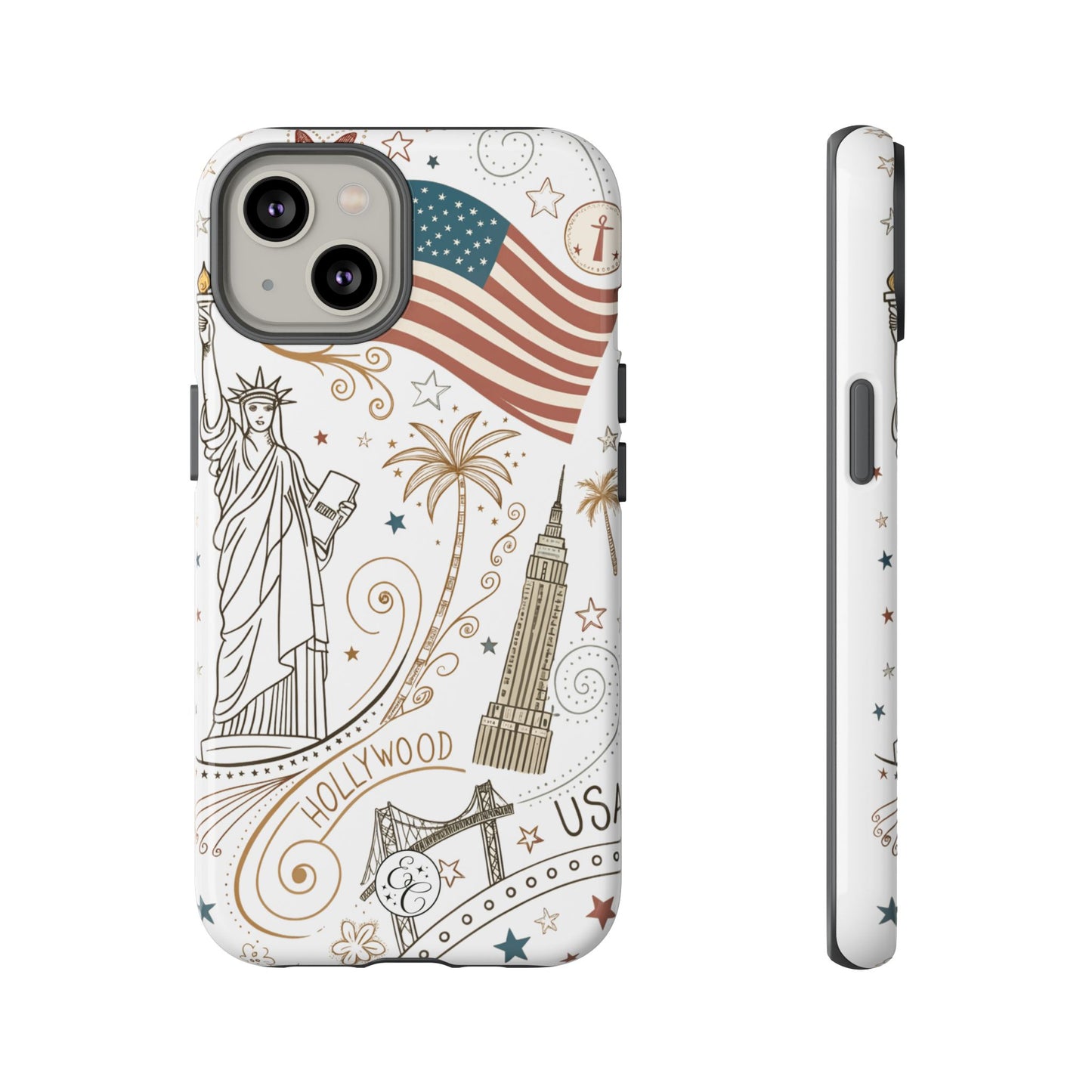 USA Landmarks Boho Doodle Tough Phone Case