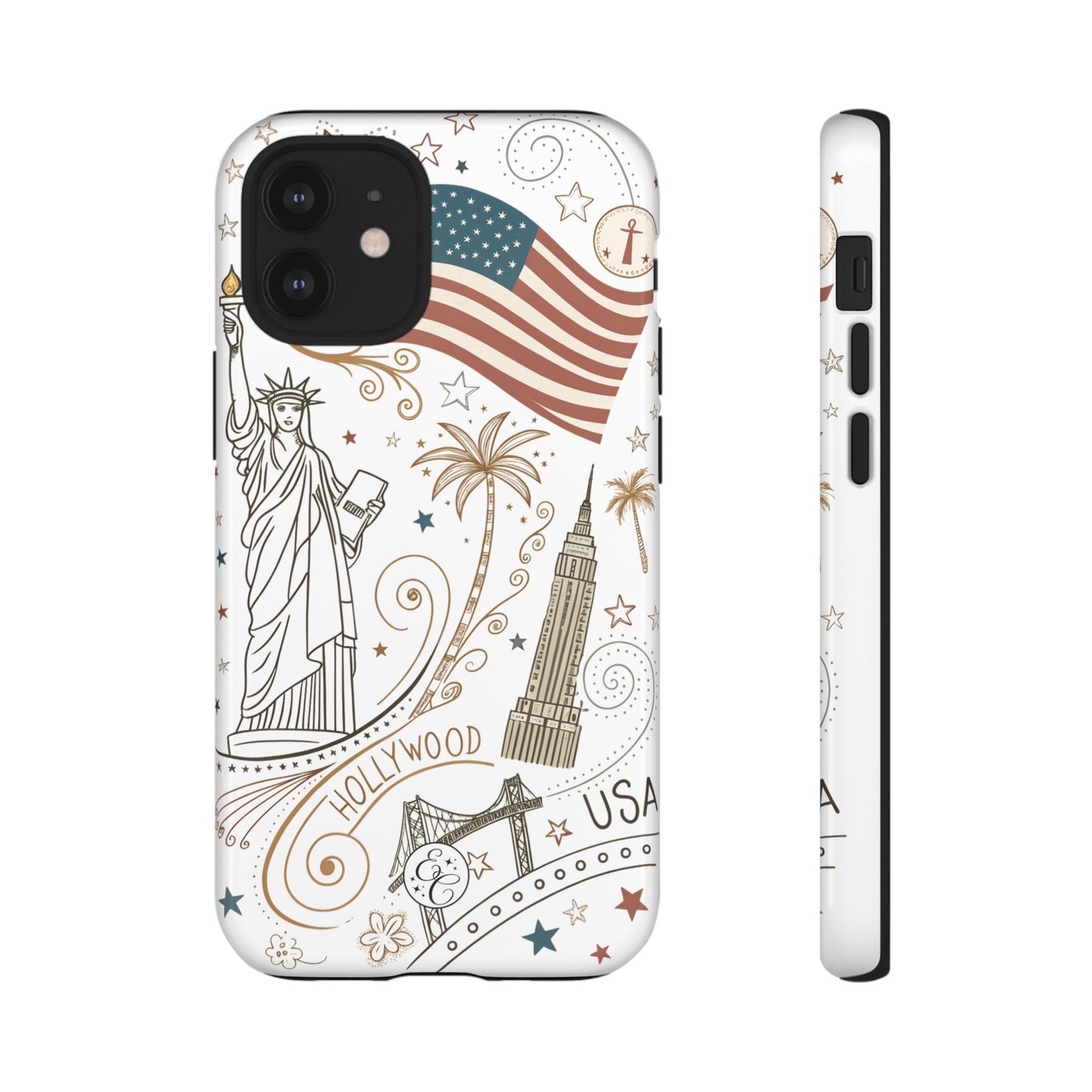 USA Landmarks Boho Doodle Tough Phone Case