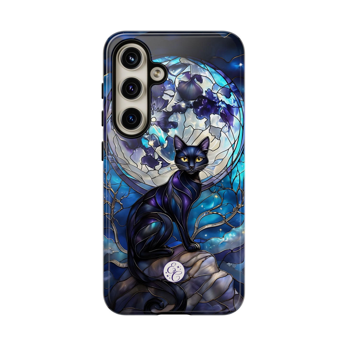 Stained Glass Black Cat Tough Phone Case