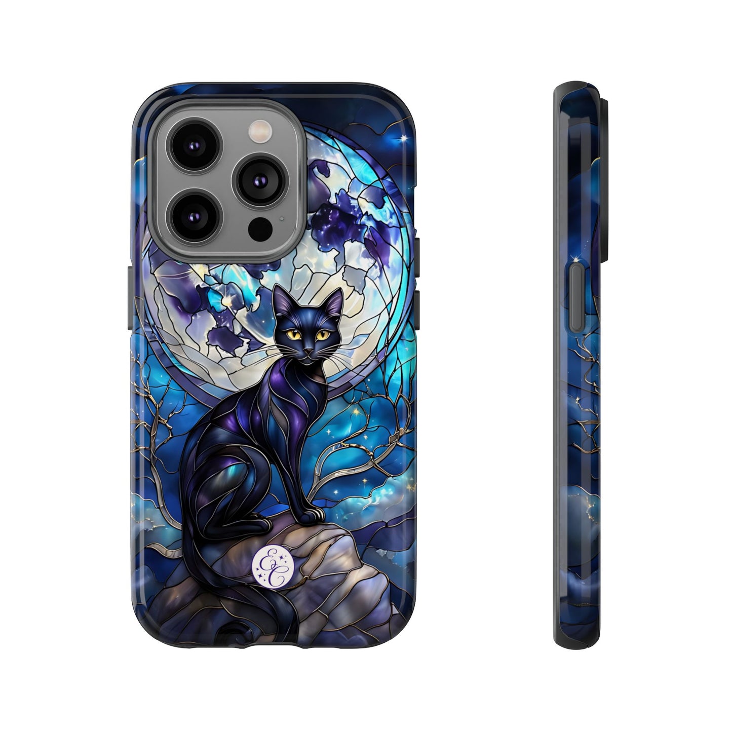 Stained Glass Black Cat Tough Phone Case