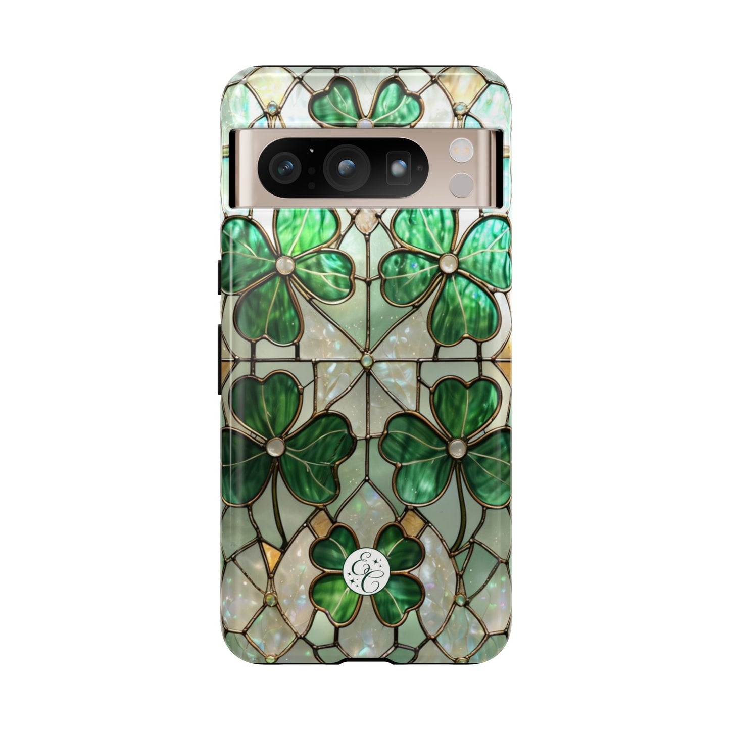 Lucky Clover Stained Glass Pattern Tough Phone Case