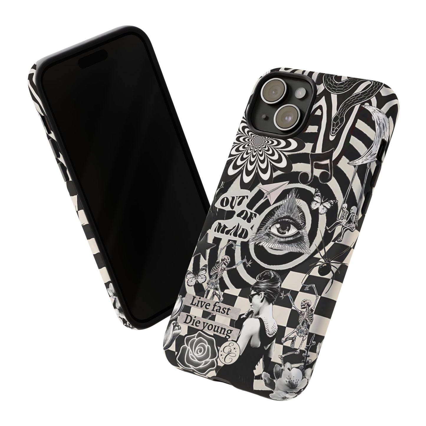 Black and White Psychedelic Art Tough Phone Case