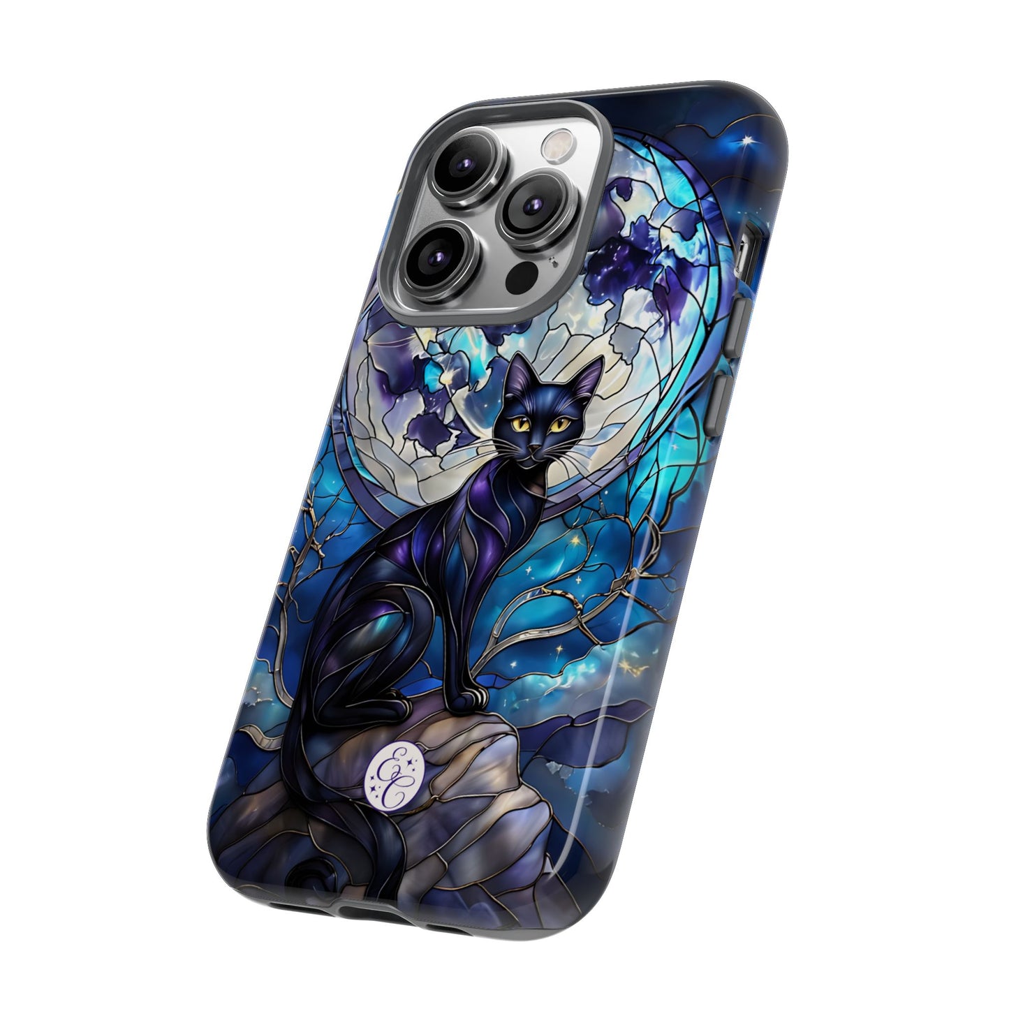 Stained Glass Black Cat Tough Phone Case