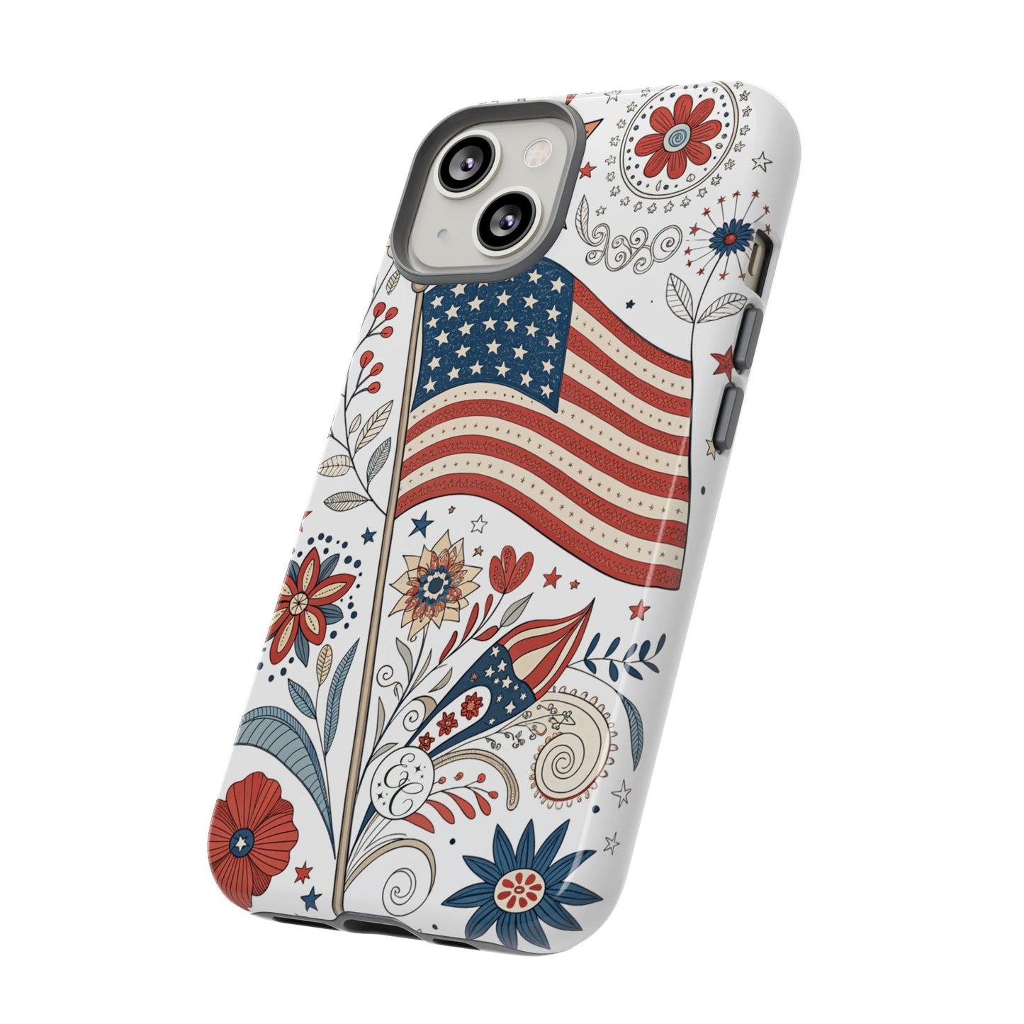 Boho USA Flag Floral Tough Phone Case