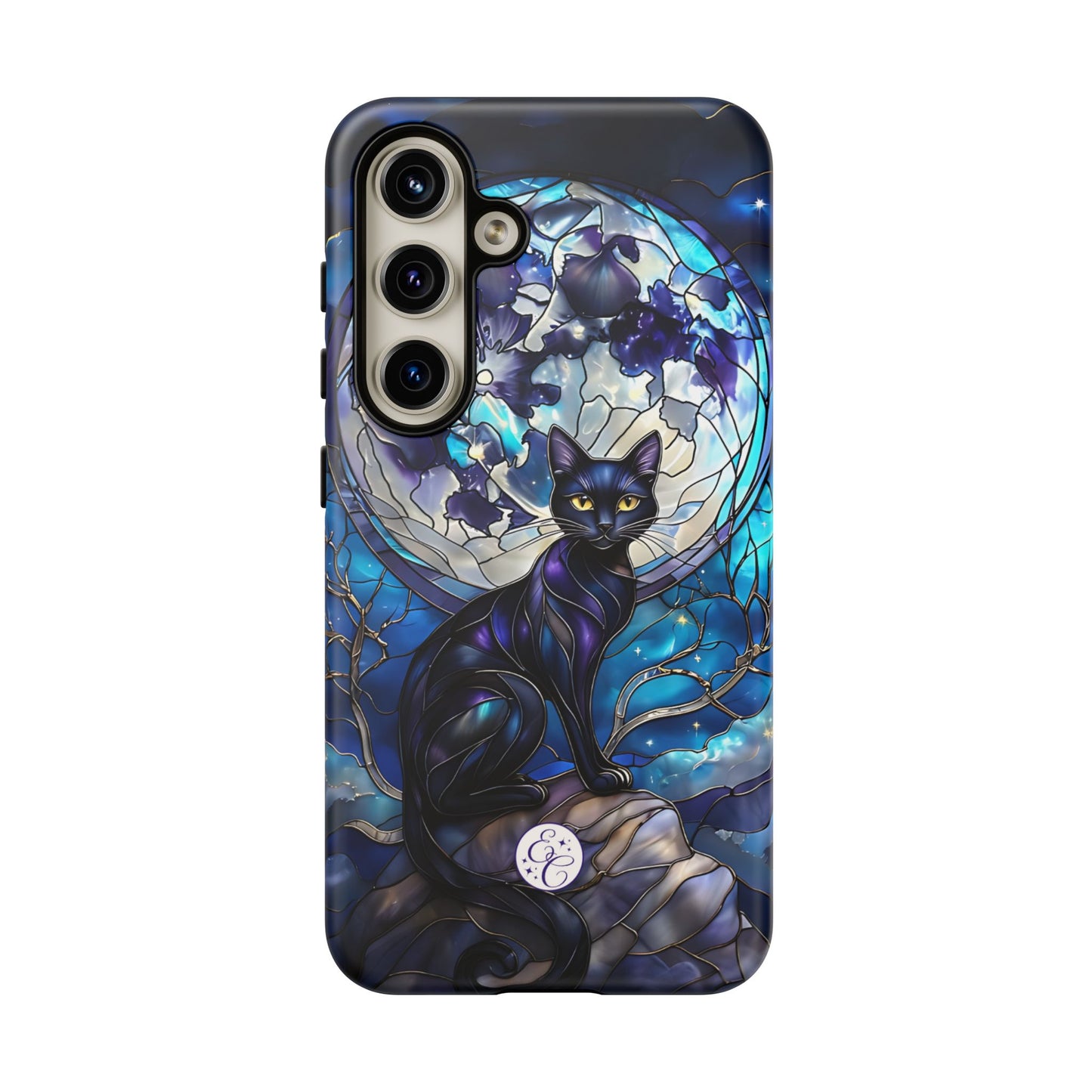 Stained Glass Black Cat Tough Phone Case