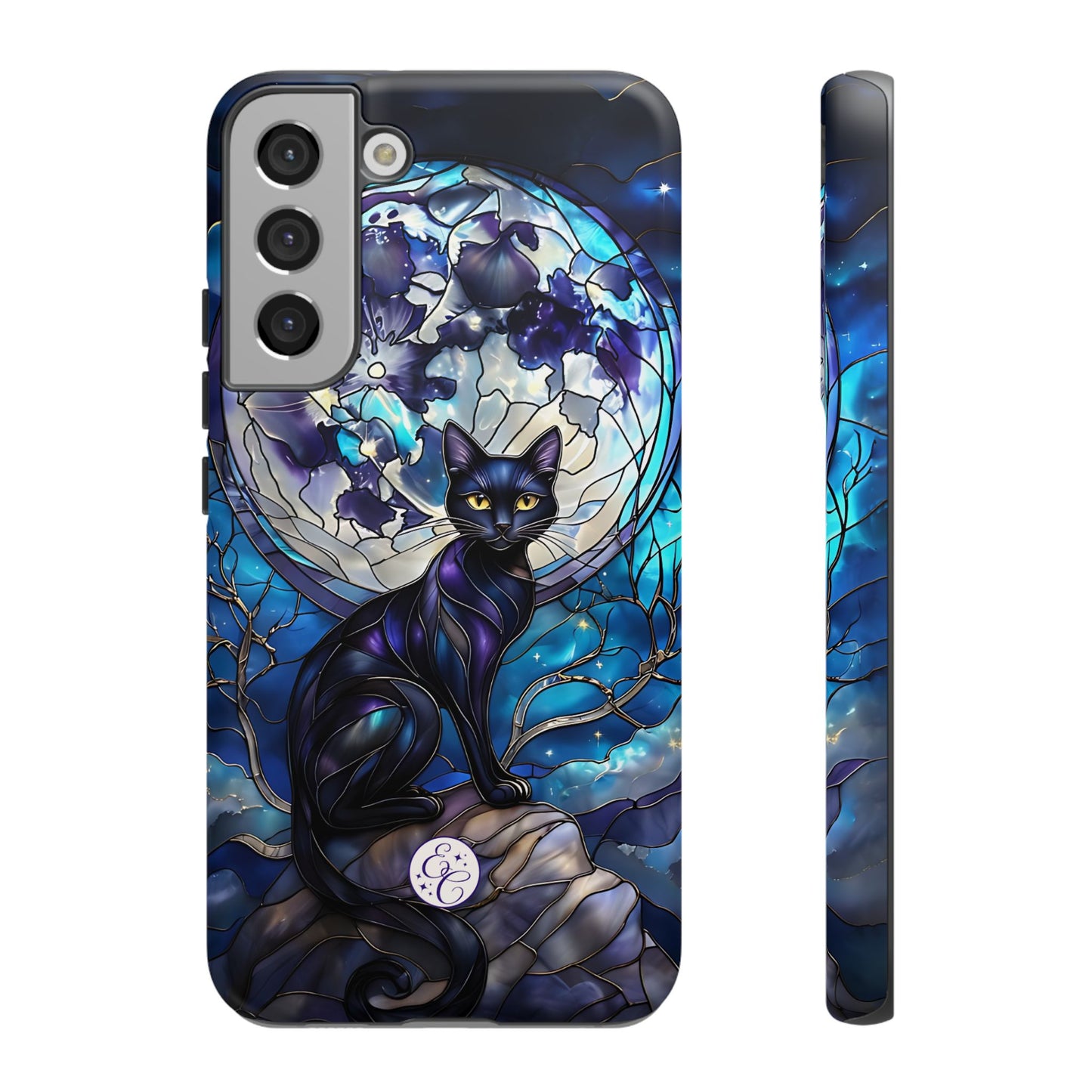 Stained Glass Black Cat Tough Phone Case
