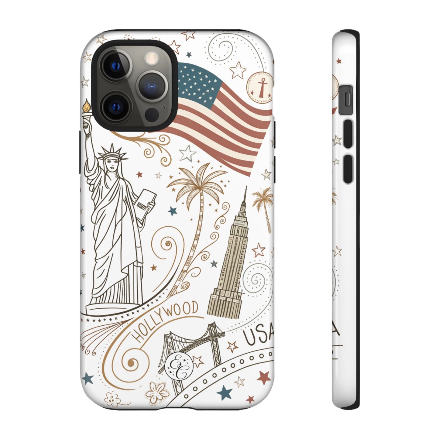 USA Landmarks Boho Doodle Tough Phone Case