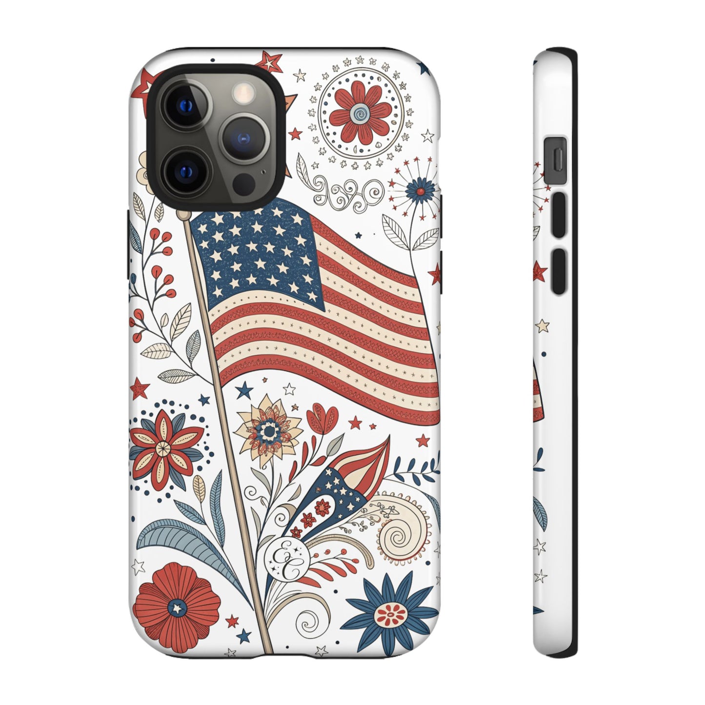 Boho USA Flag Floral Tough Phone Case